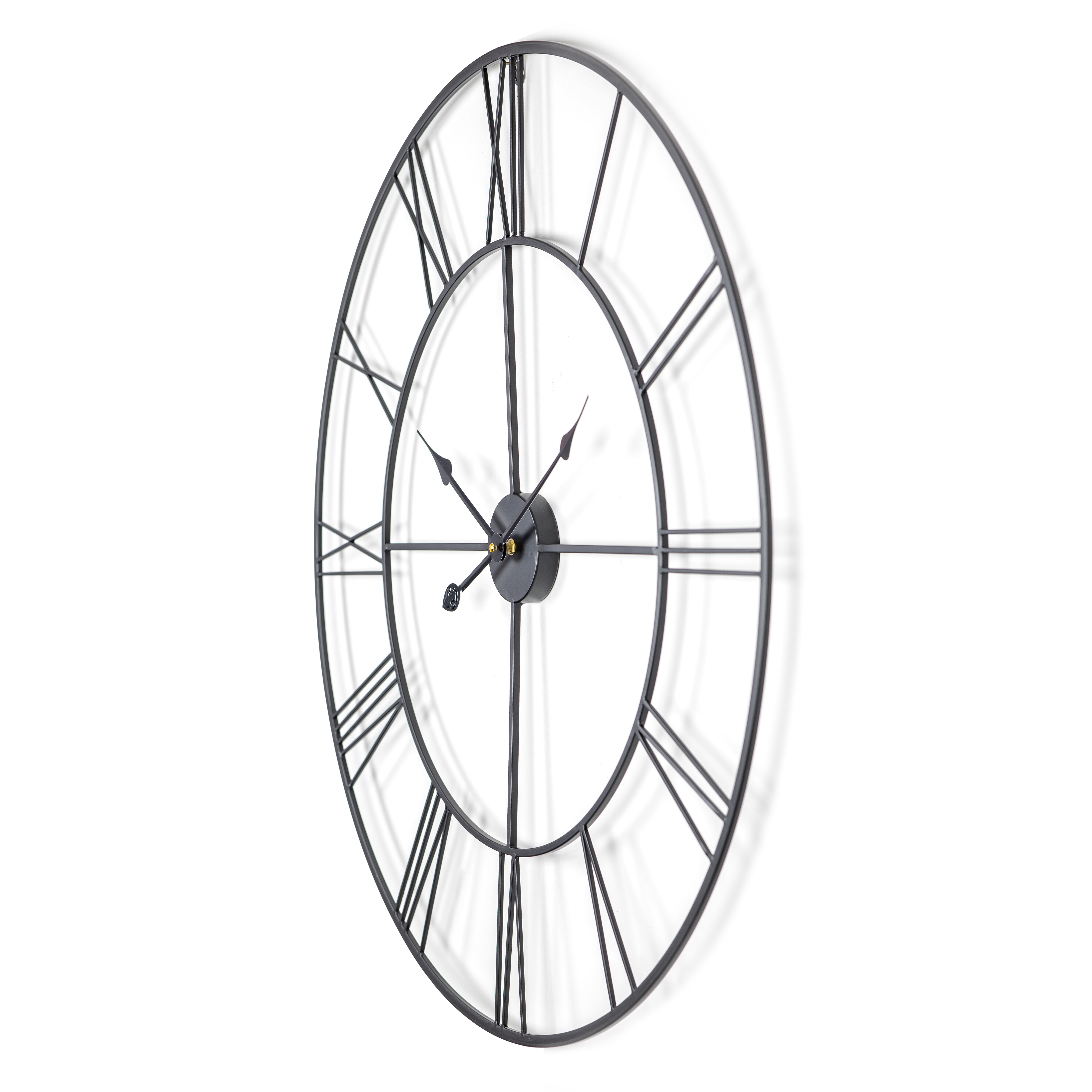 Reloj de pared ovalado Clásico metal negro de 80 cm - 5