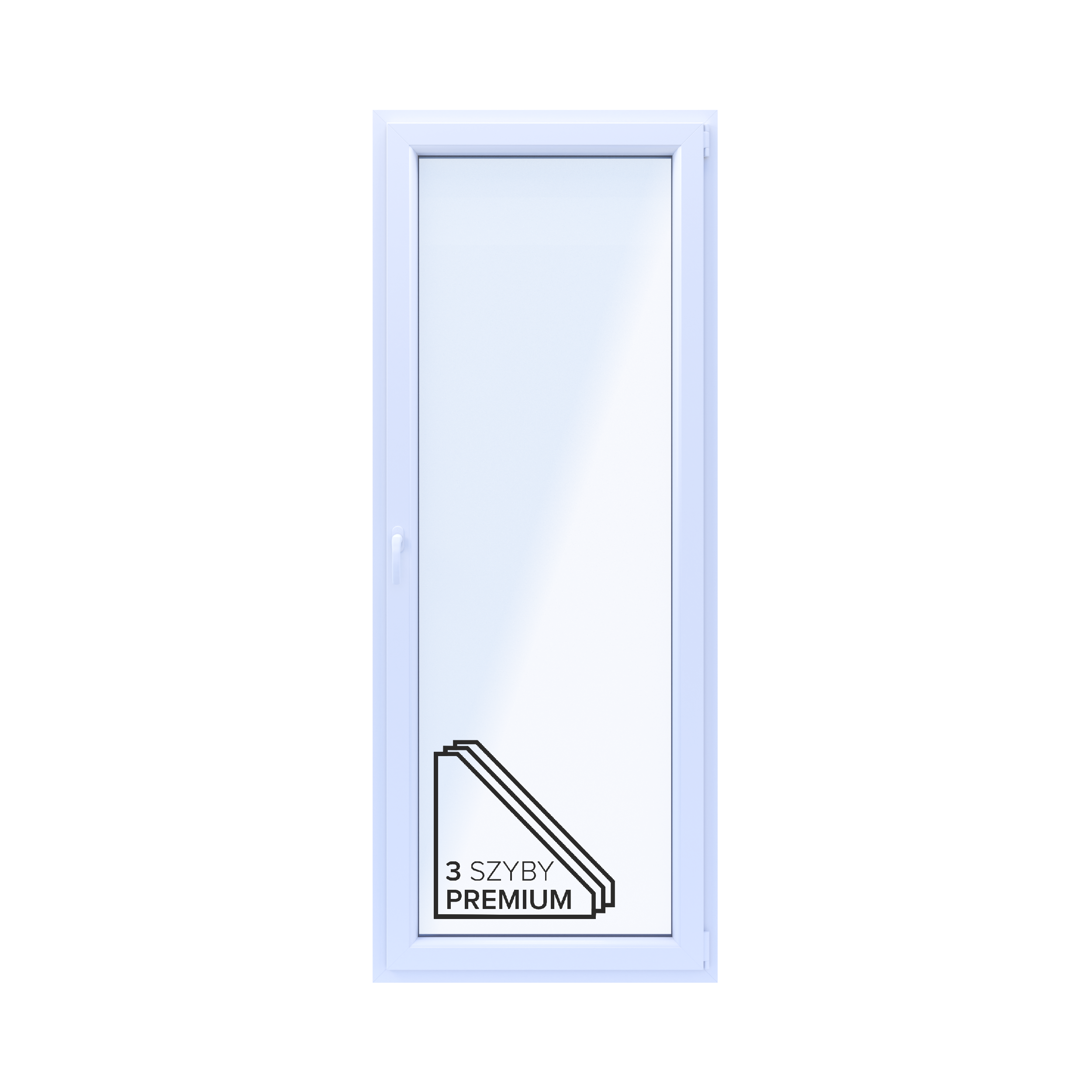 Okno PCV 3-szybowe balkonowe 5/OB5 białe 865x2195 mm otwierane do wewnątrz prawe