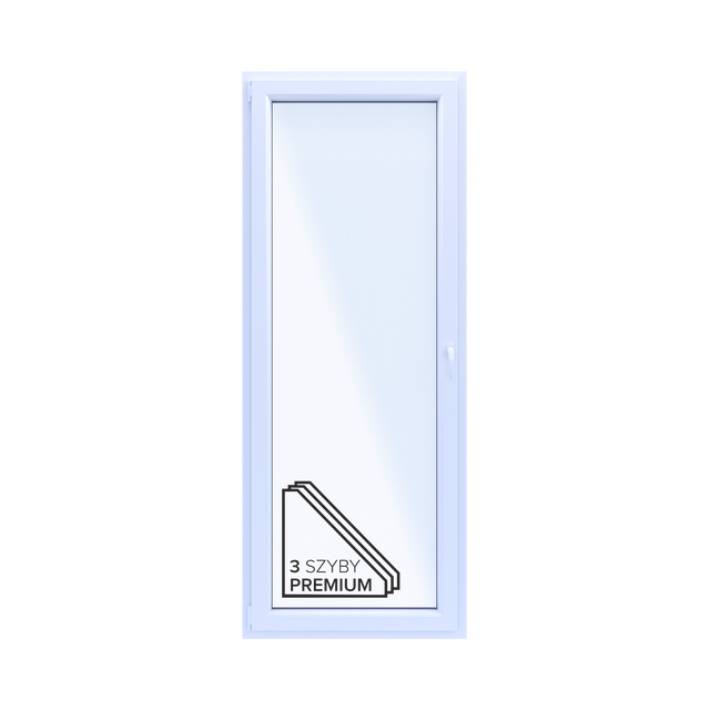 Okno PCV 3-szybowe balkonowe 85/OB6R białe 865x2195 mm otwierane do wewnątrz lewe