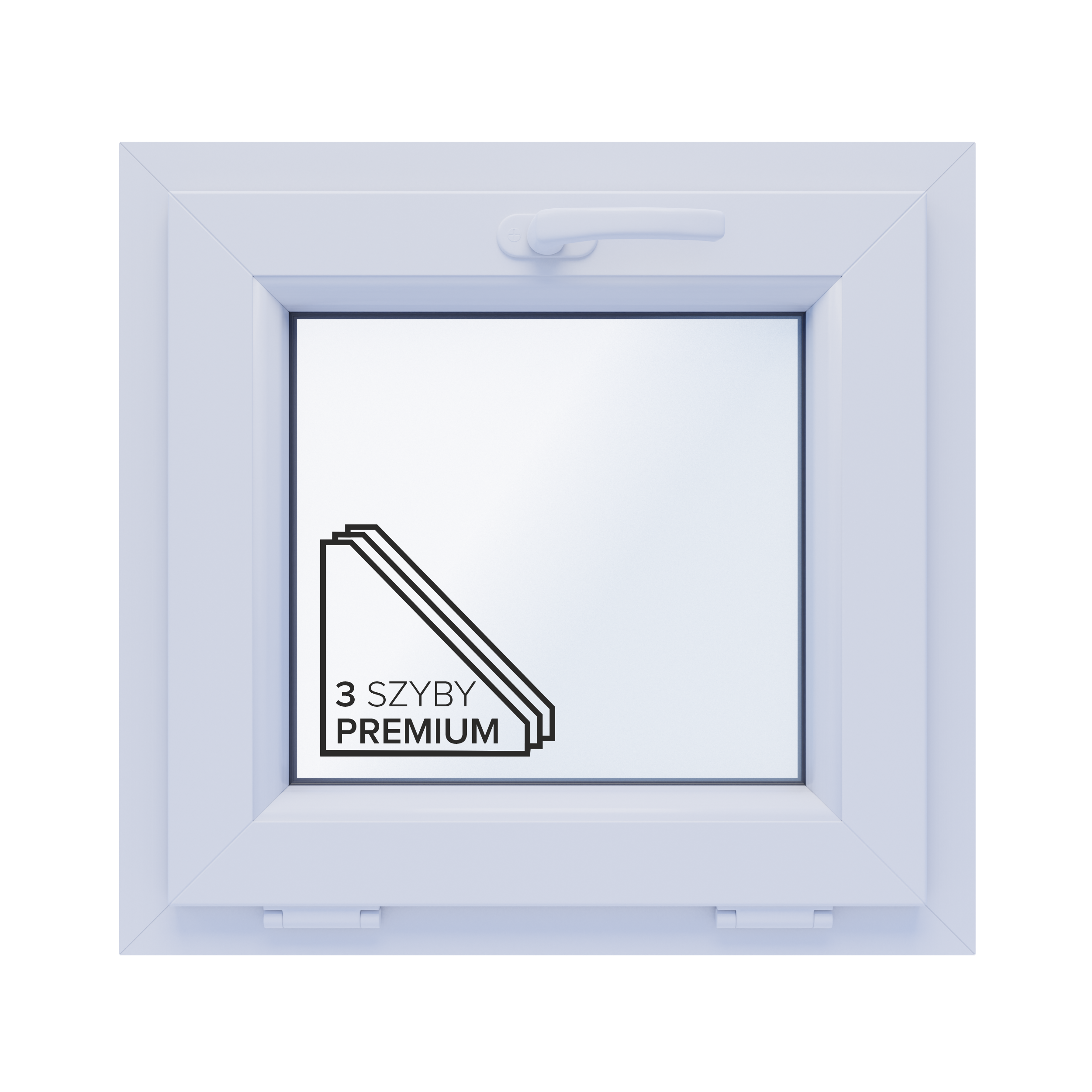 Okno PCV 3-szybowe fasadowe 85/O1 białe 565x535 mm uchylne do wewnątrz Witraż