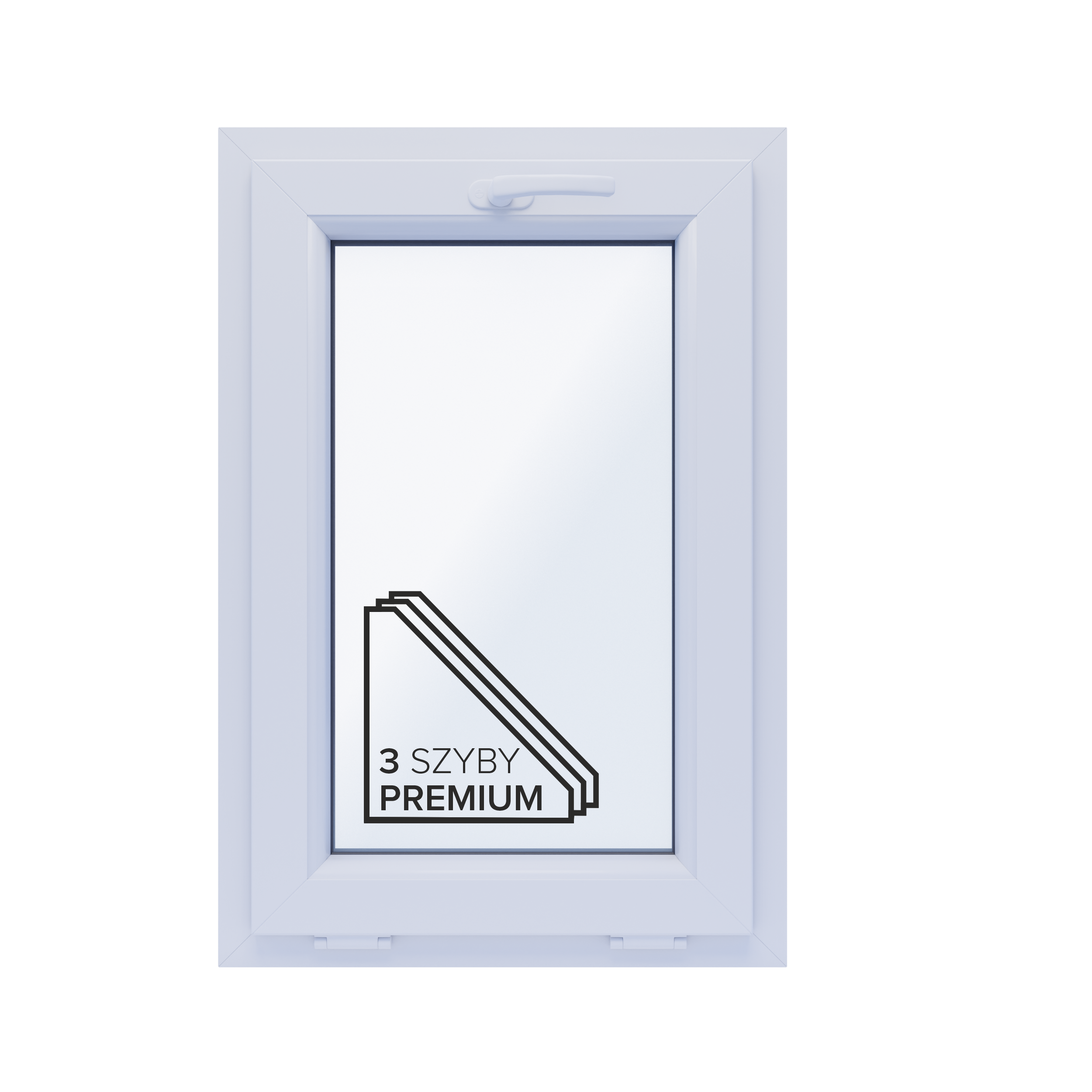 Okno PCV 3-szybowe fasadowe 85/O4 białe 565x835 mm uchylne do wewnątrz Witraż