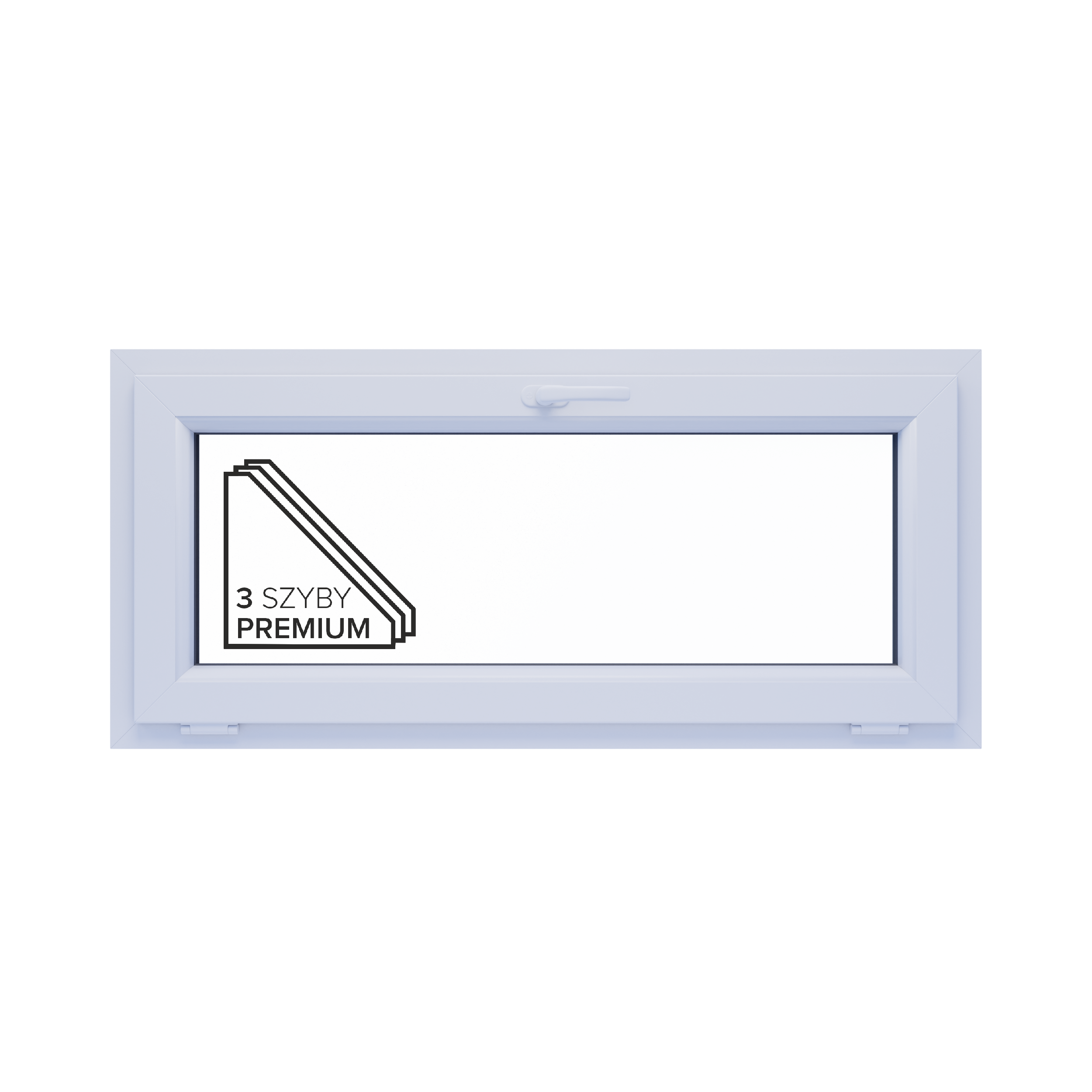 Okno PCV 3-szybowe fasadowe 85/O3 białe 1165x535 mm uchylne do wewnątrz Witraż