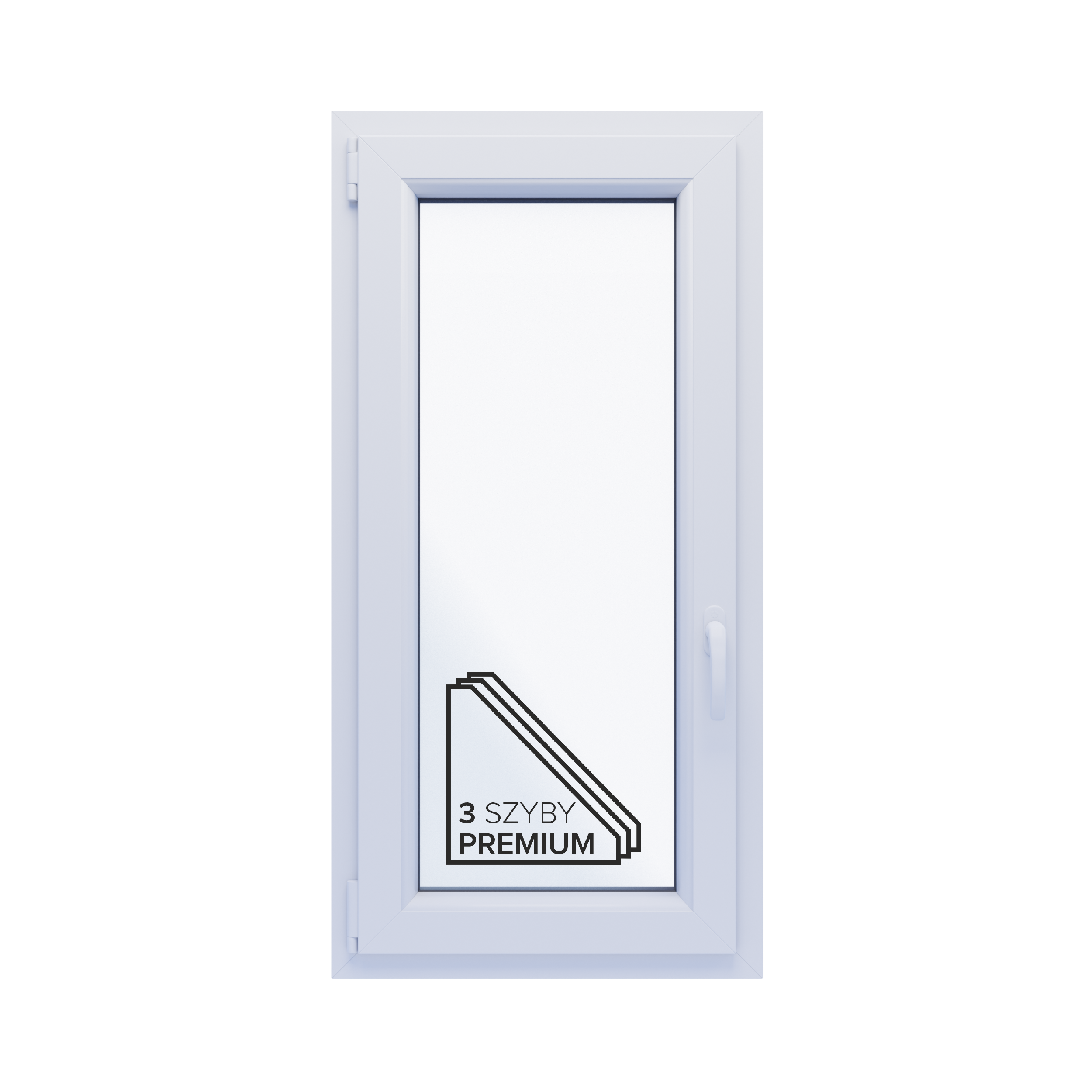 Okno PCV 3-szybowe fasadowe 85/O11 białe 565x1135 mm otwierane do wewnątrz lewe Witraż