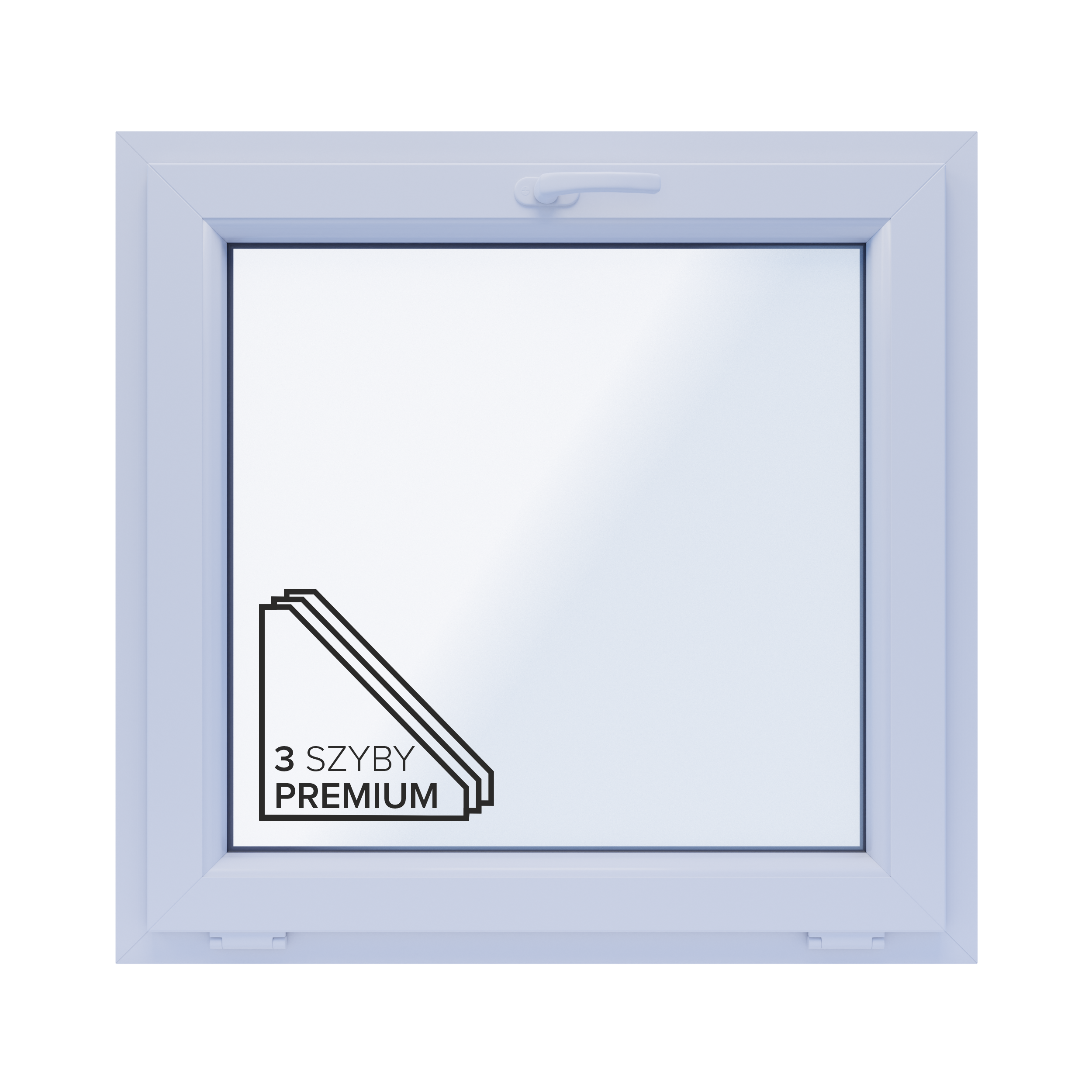 Okno PCV 3-szybowe fasadowe 85/O5 białe 865x835 mm uchylne do wewnątrz Witraż