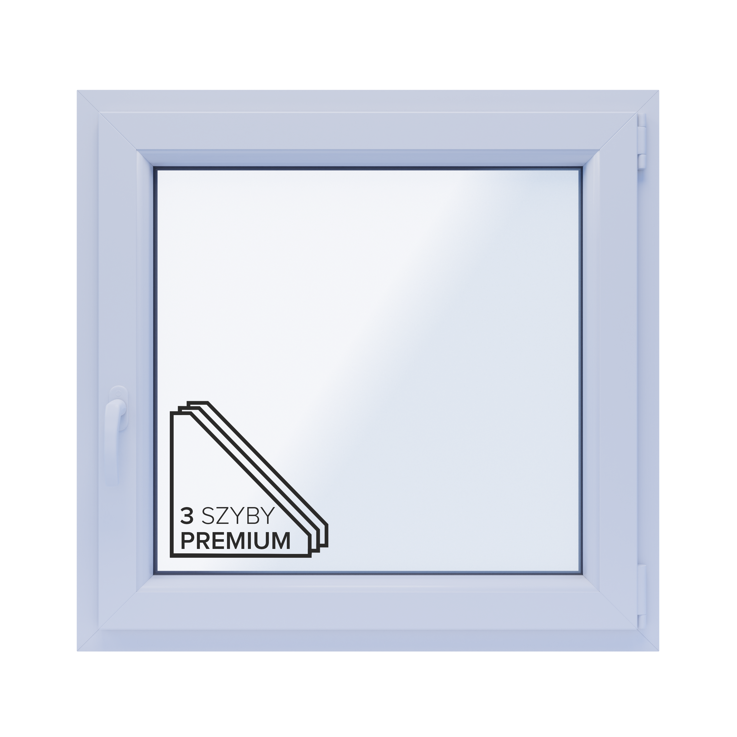 Okno PCV 3-szybowe fasadowe 85/O5 białe 865x835 mm otwierane do wewnątrz prawe Witraż