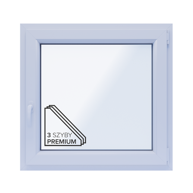 Okno PCV 3-szybowe fasadowe 85/O5 białe 865x835 mm otwierane do wewnątrz prawe Witraż