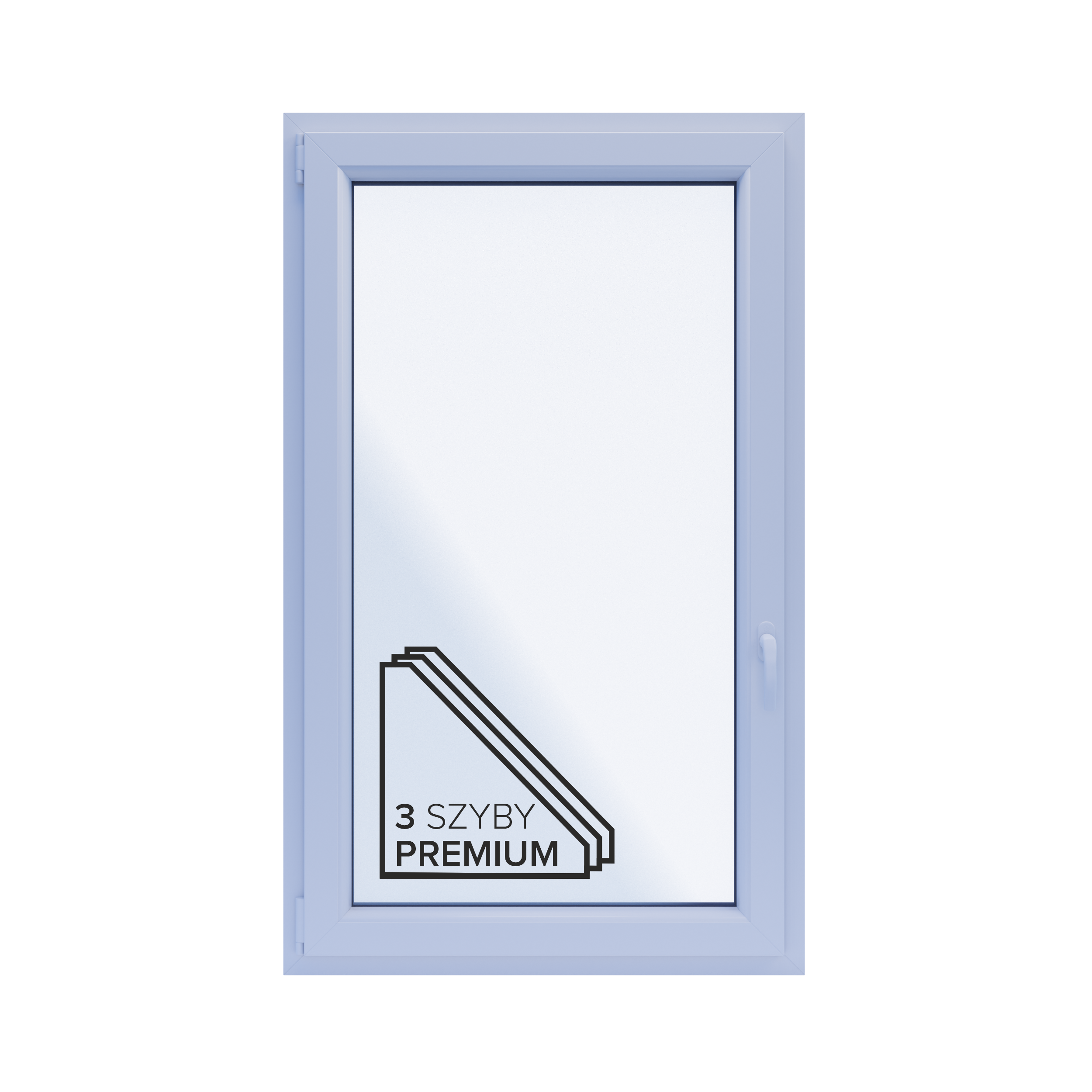 Okno PCV 3-szybowe fasadowe 85/O31 białe 865x1435 mm otwierane do wewnątrz lewe Witraż