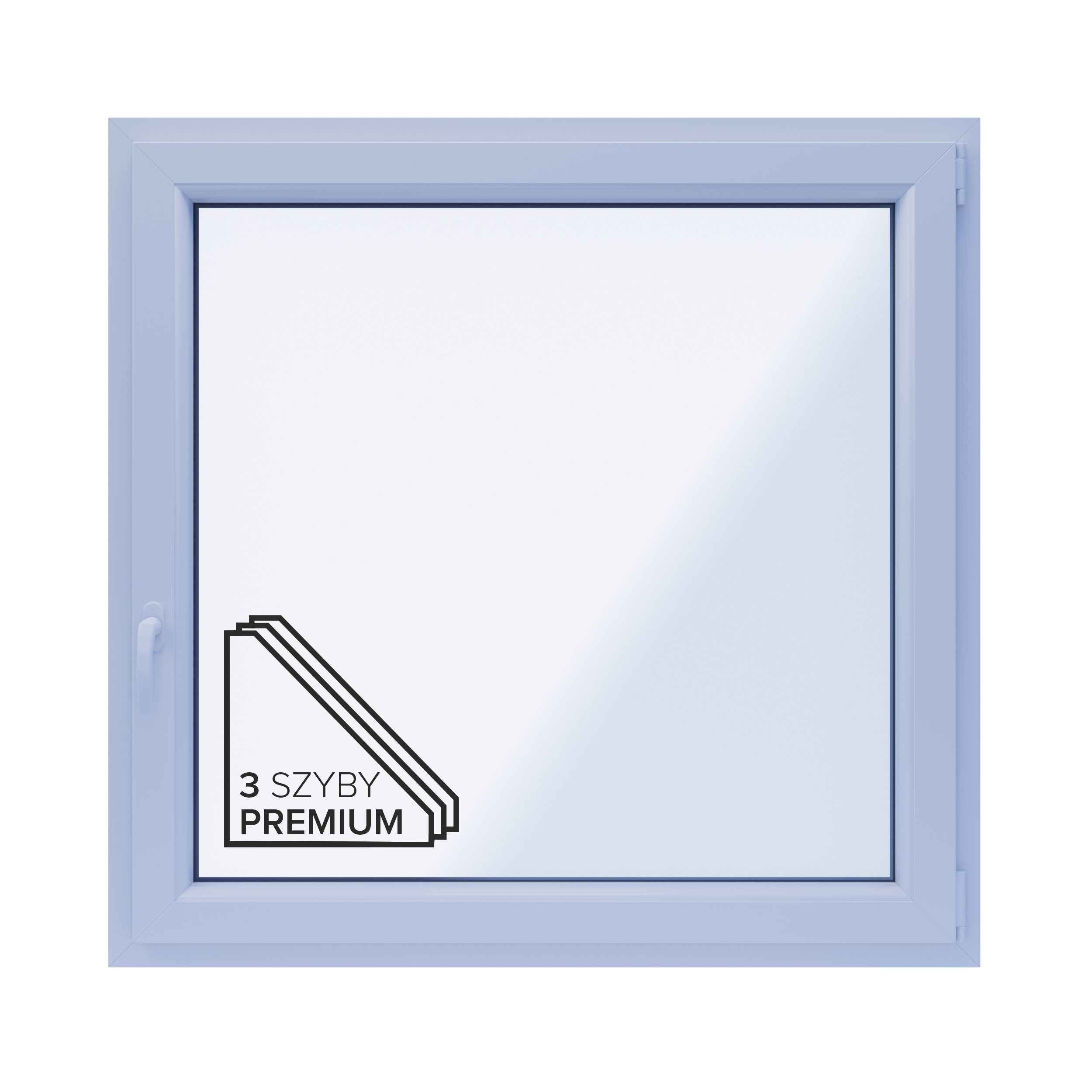 Okno PCV 3-szybowe fasadowe 85/O16 białe 1165x1135 mm otwierane do wewnątrz prawe Witraż