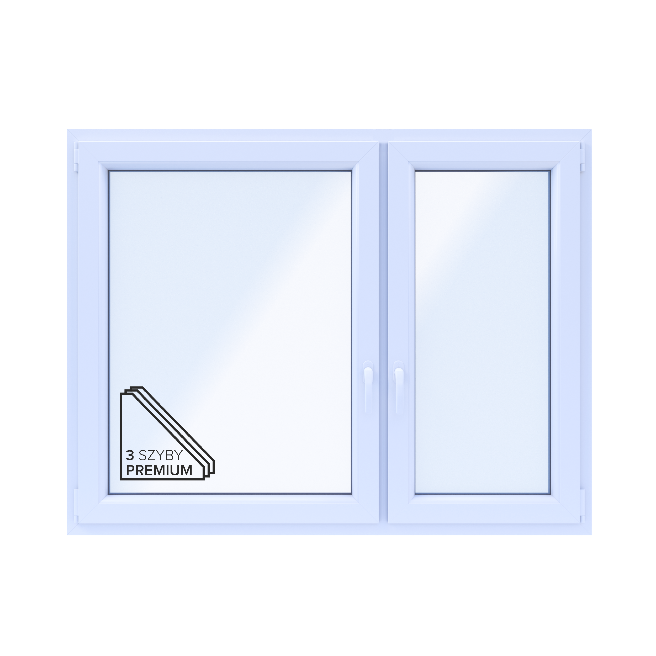 Okno PCV 3-szybowe fasadowe 85/O18 białe 1465x1135 mm otwierane do wewnątrz prawe Witraż