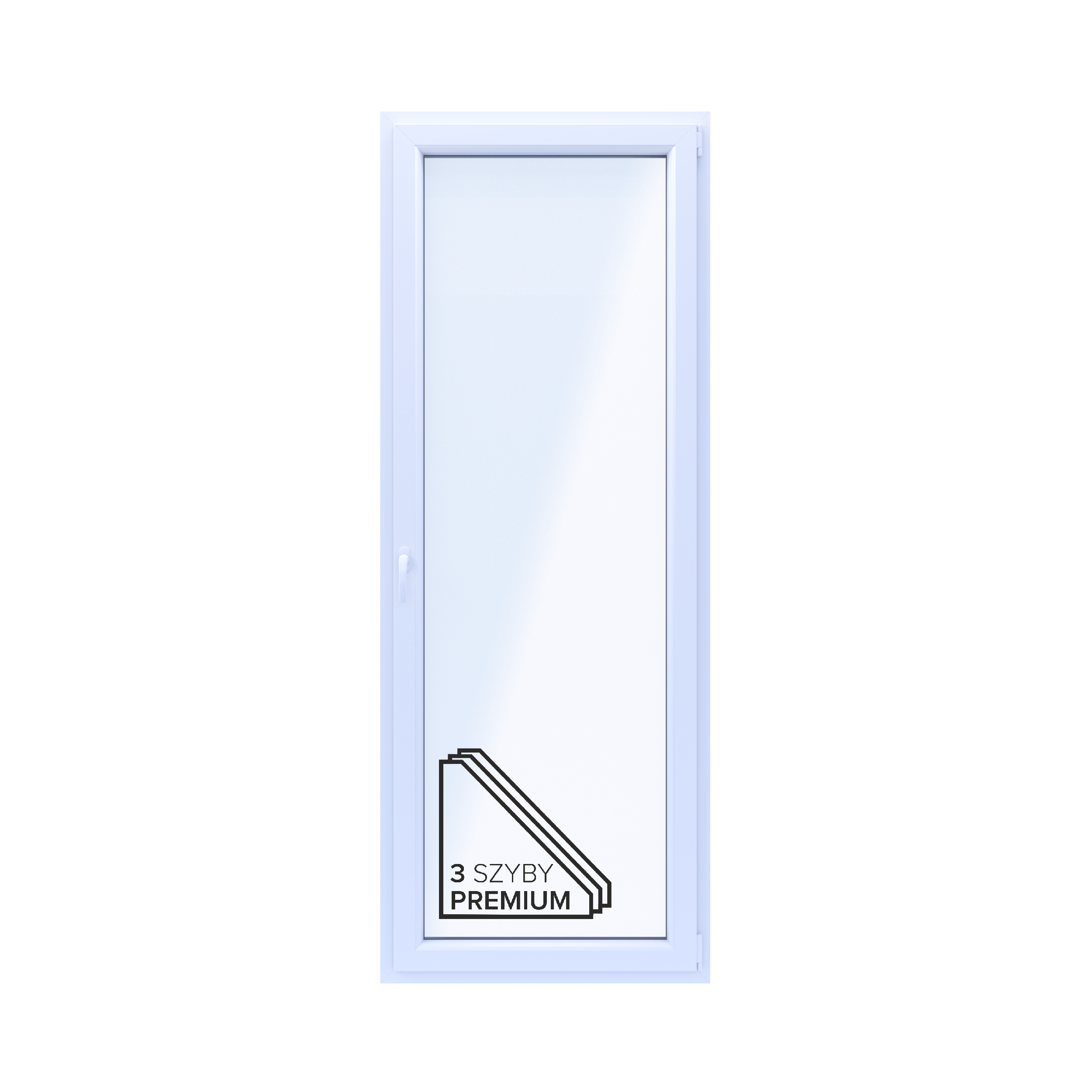Okno PCV 3-szybowe balkonowe 85/OB7 białe 865x2295 mm otwierane do wewnątrz prawe Witraż