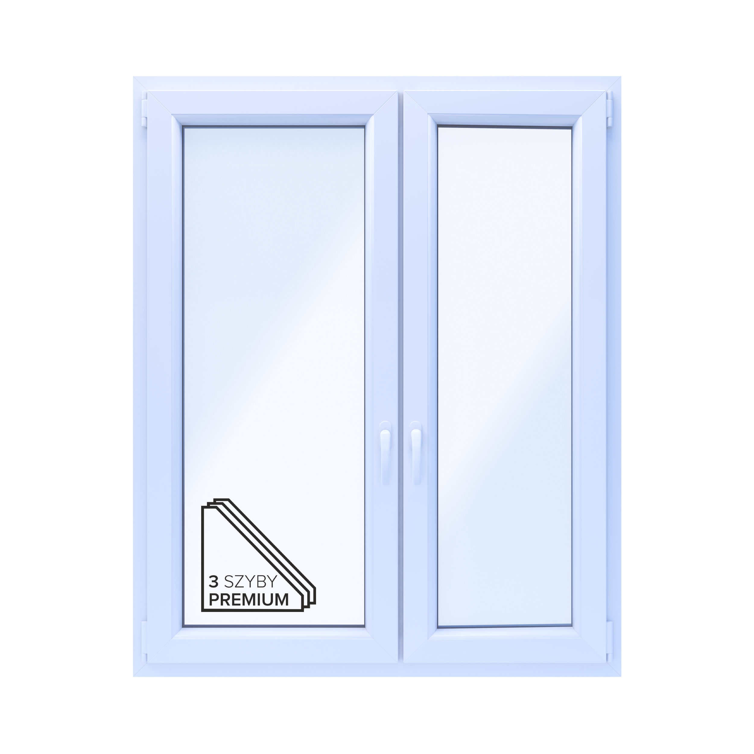 Okno PCV 3-szybowe fasadowe 85/O32A białe 1165x1435 mm otwierane do wewnątrz prawe Witraż