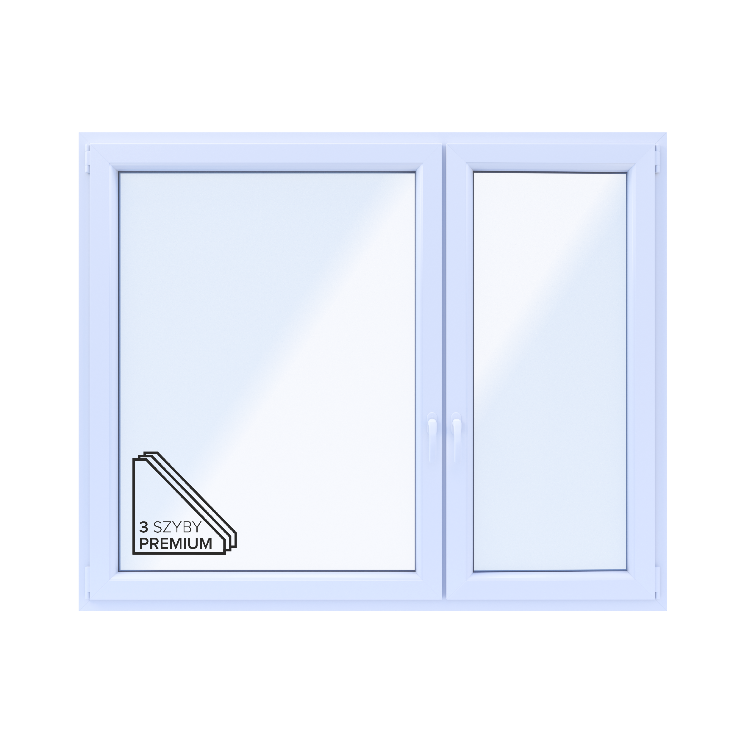 Okno PCV 3-szybowe fasadowe 84/O36 białe 1765x1435 mm otwierane do wewnątrz prawe