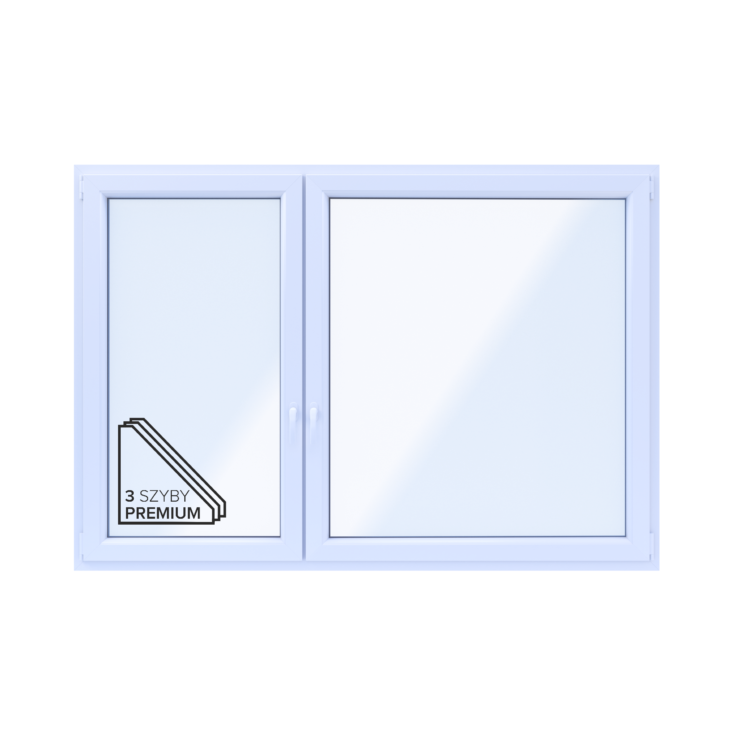 Okno PCV 3-szybowe fasadowe 85/O39 białe 2065x1435 mm otwierane do wewnątrz lewe Witraż