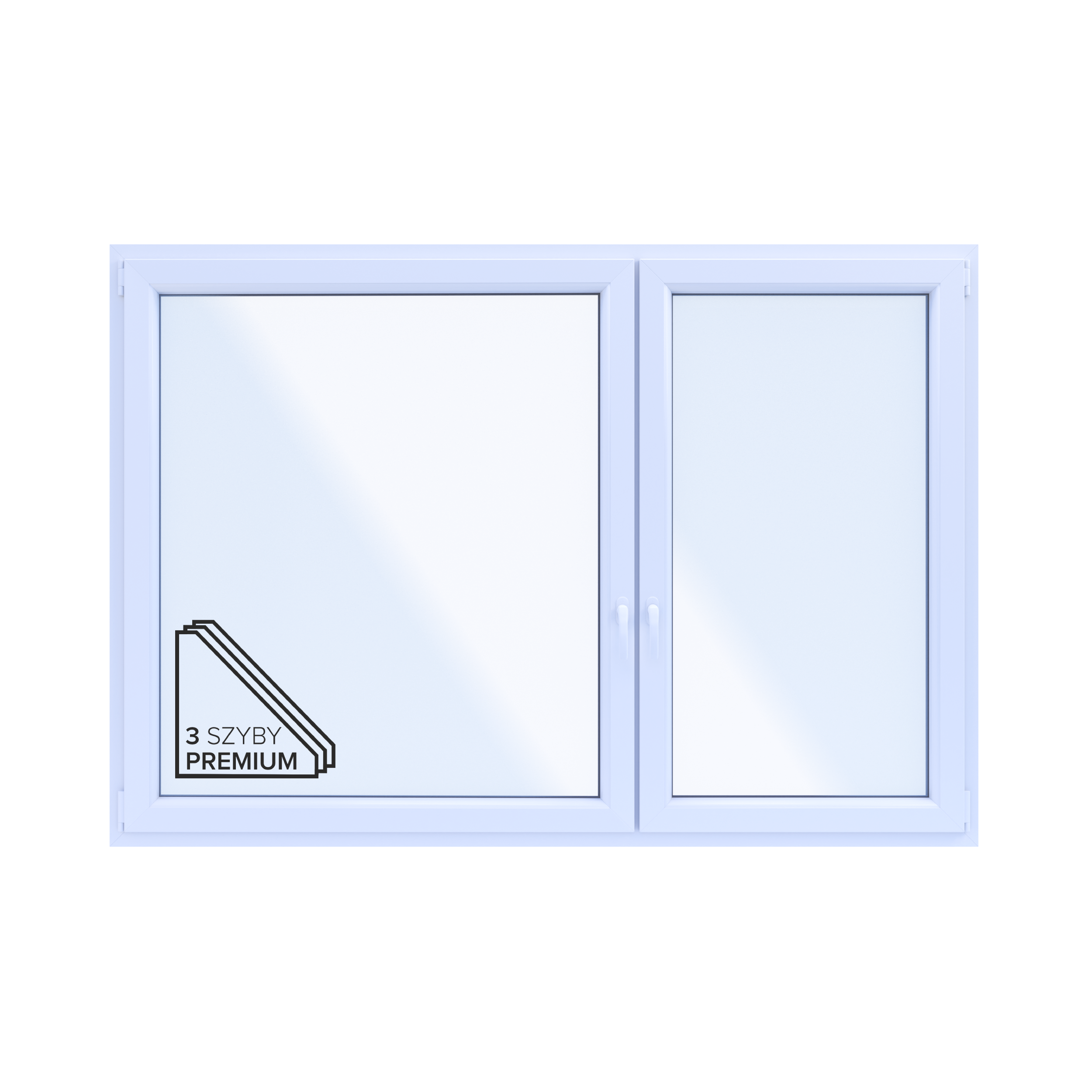Okno PCV 3-szybowe fasadowe 85/O38 białe 2065x1435 mm otwierane do wewnątrz prawe Witraż