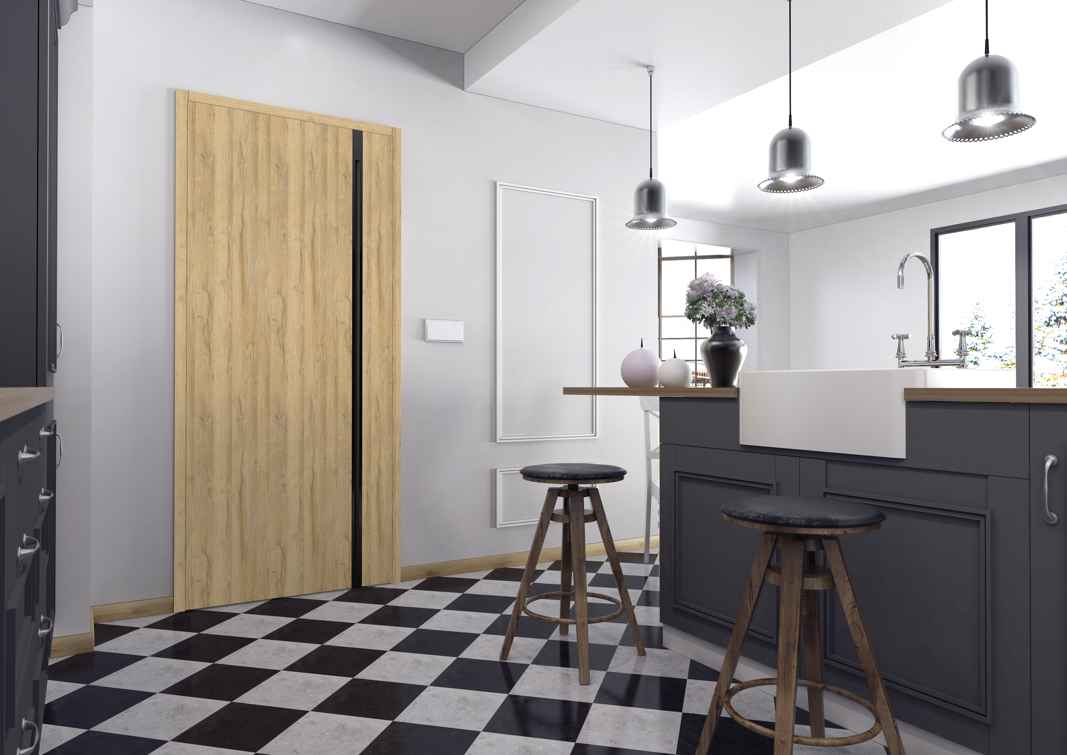 Drzwi wewnętrzne pełne Magnes 80 prawe dąb bawaria Voster - 2