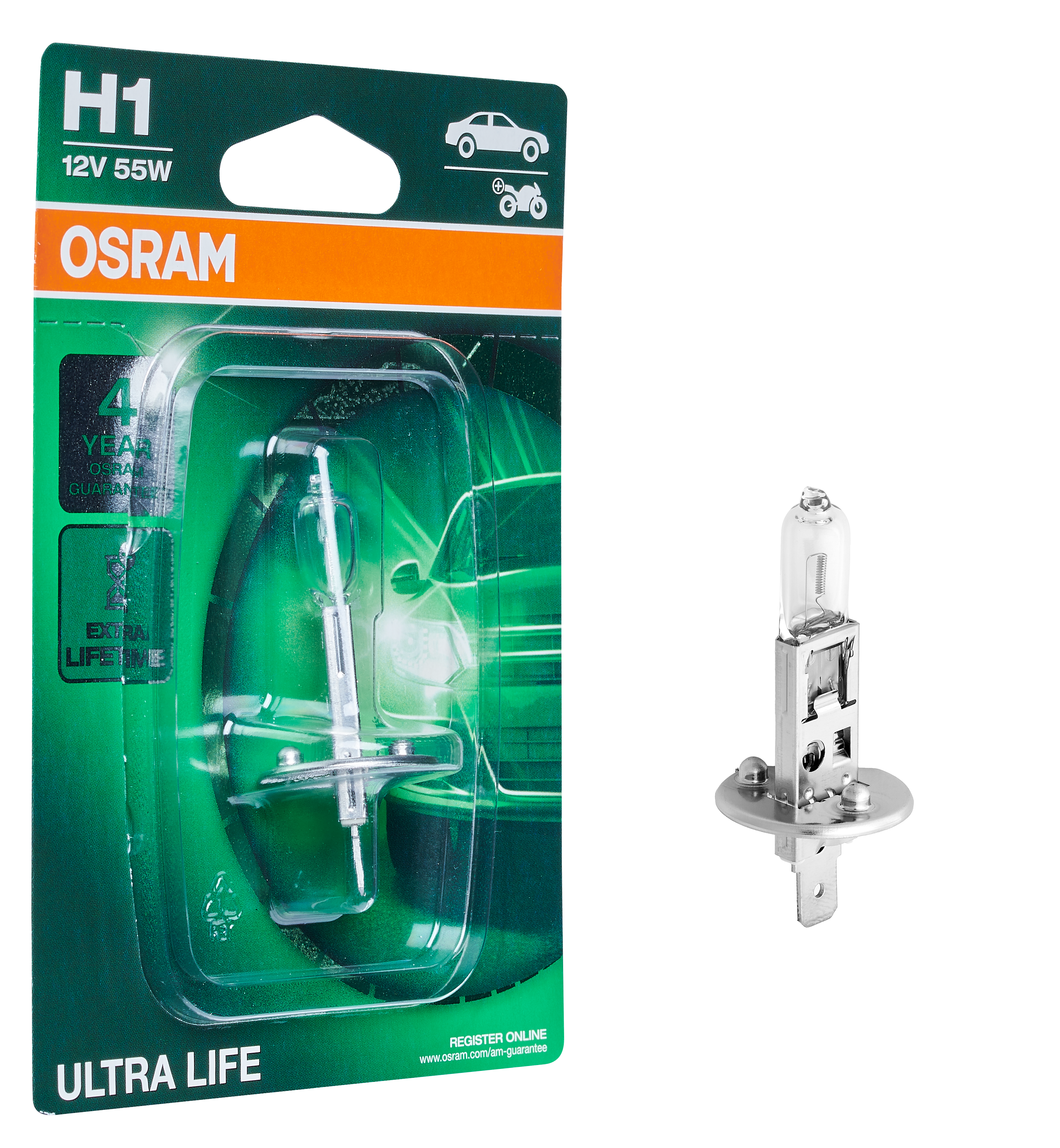 Żarówka samochodowa Ultra Life H1 12 V 55 W Osram