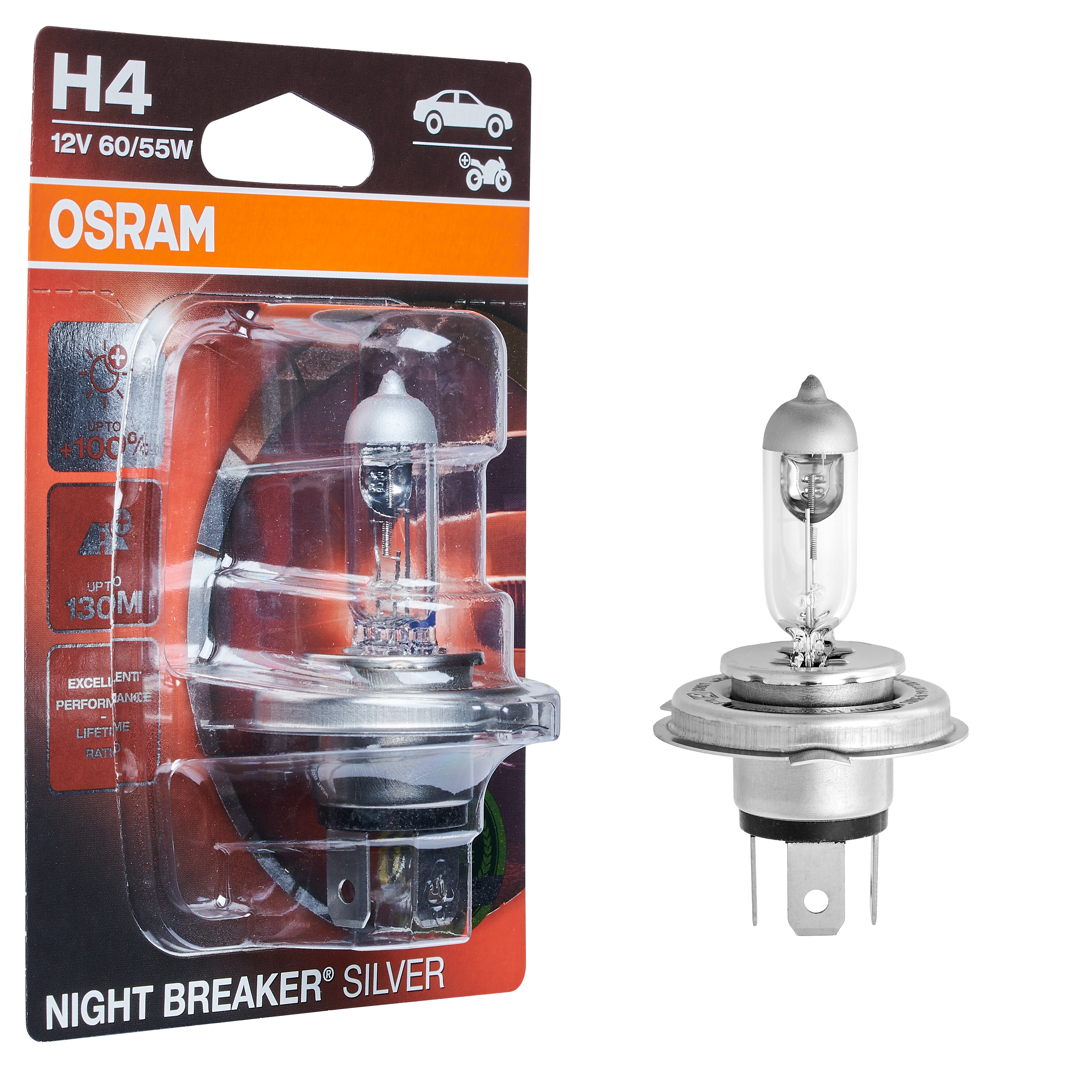 Żarówka samochodowa Night Breaker srebrna H4 12 V 60/55 W Osram