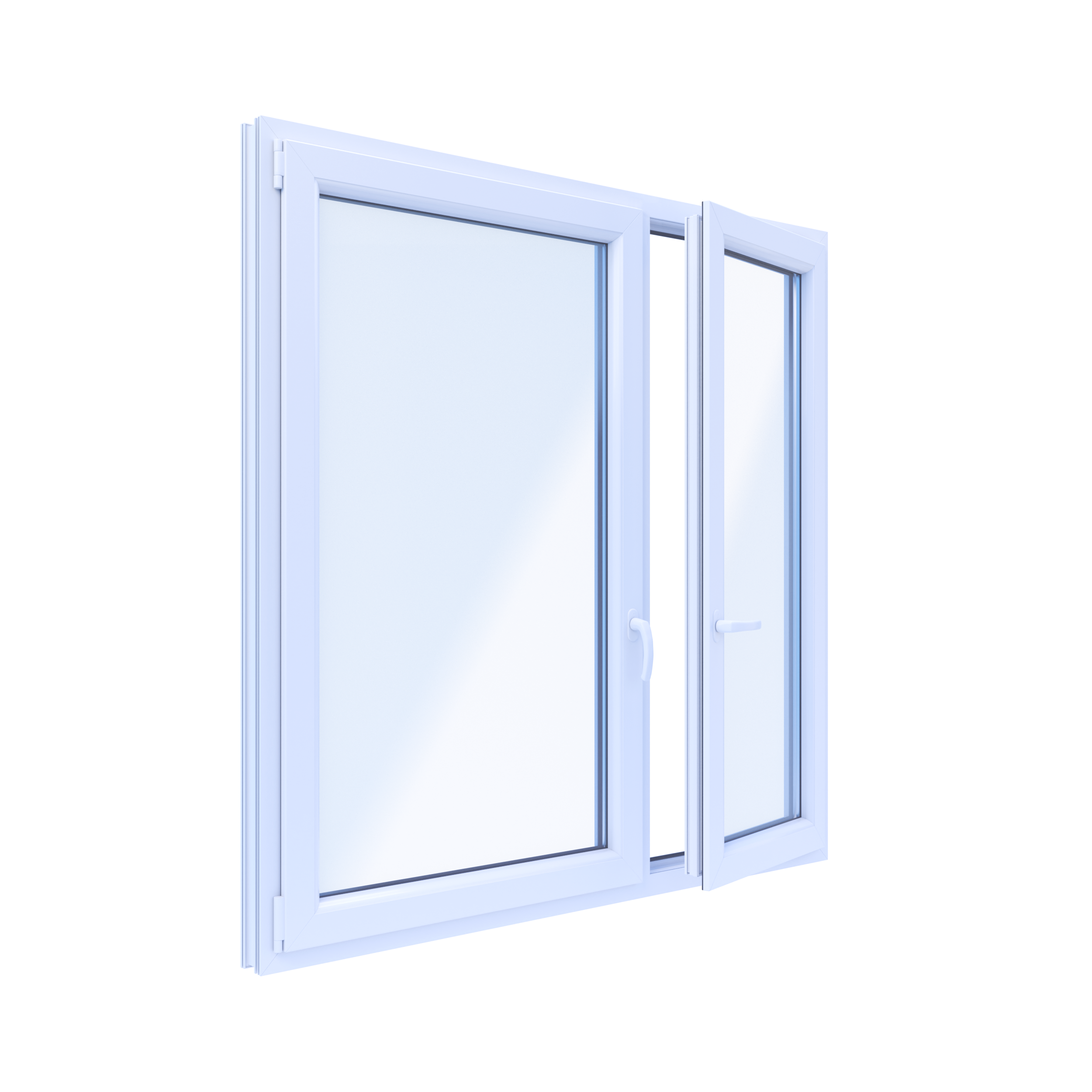 Okno PCV 3-szybowe fasadowe 85/O34 białe 1465x1435 mm otwierane do wewnątrz prawe Witraż - 3