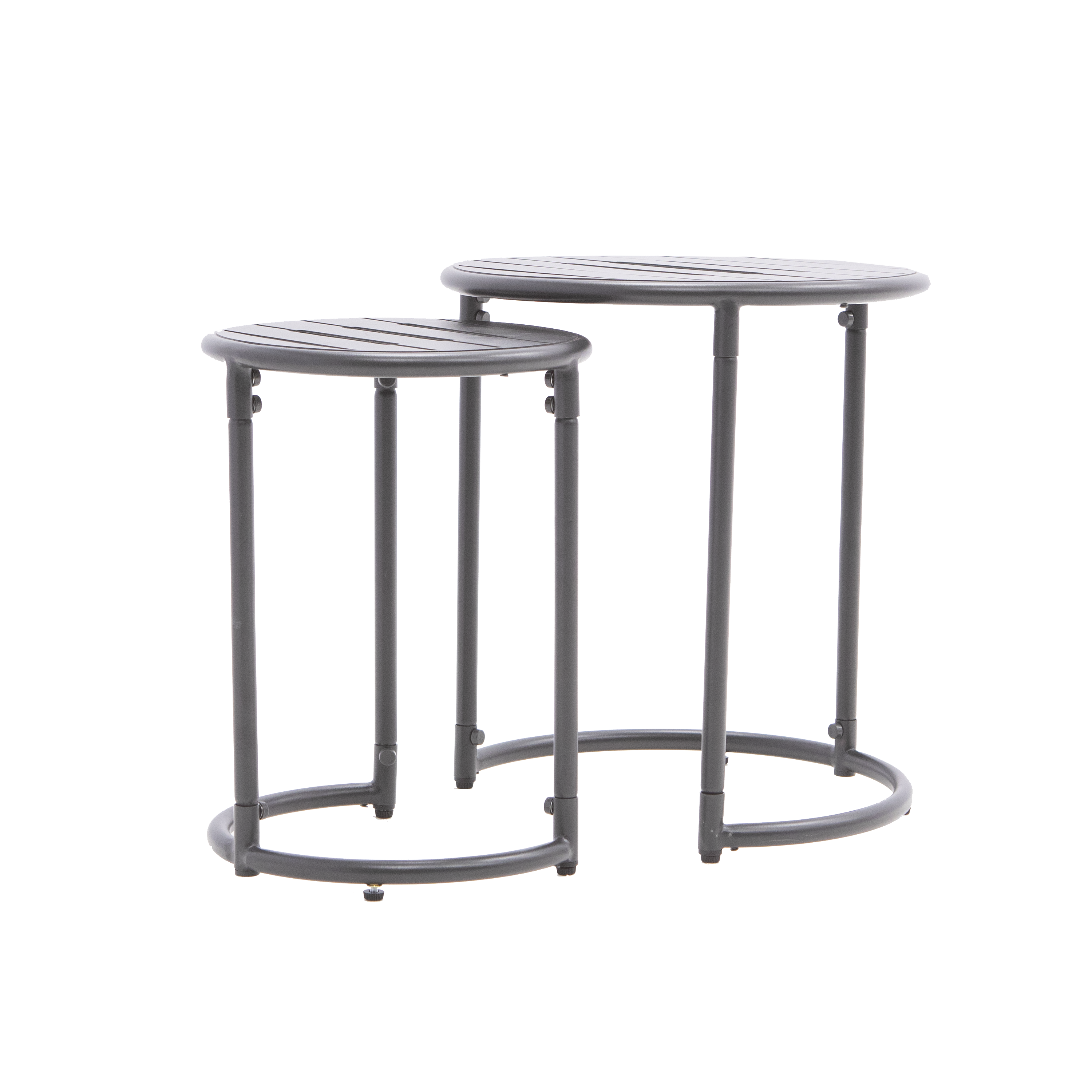 Tables de jardin gigognes CAFE en métal coloris gris anthracite - NATERIAL - 8