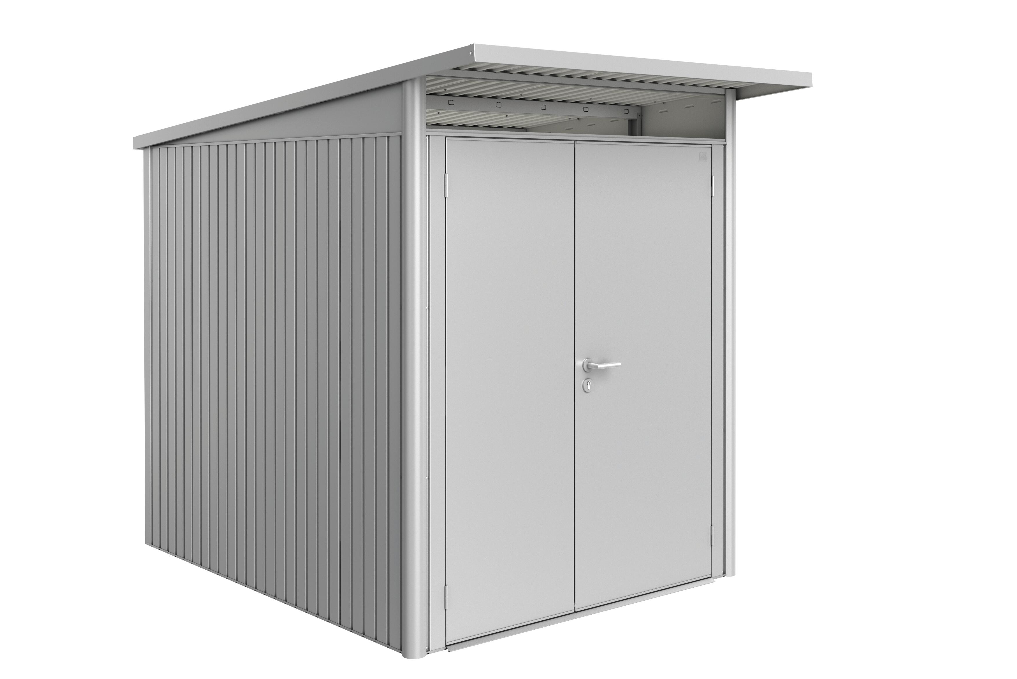 caseta de metal avantgarde a2 de 180x218x260 cm y 468 m2 con 05 mm espesor y doble puerta abatible biohort