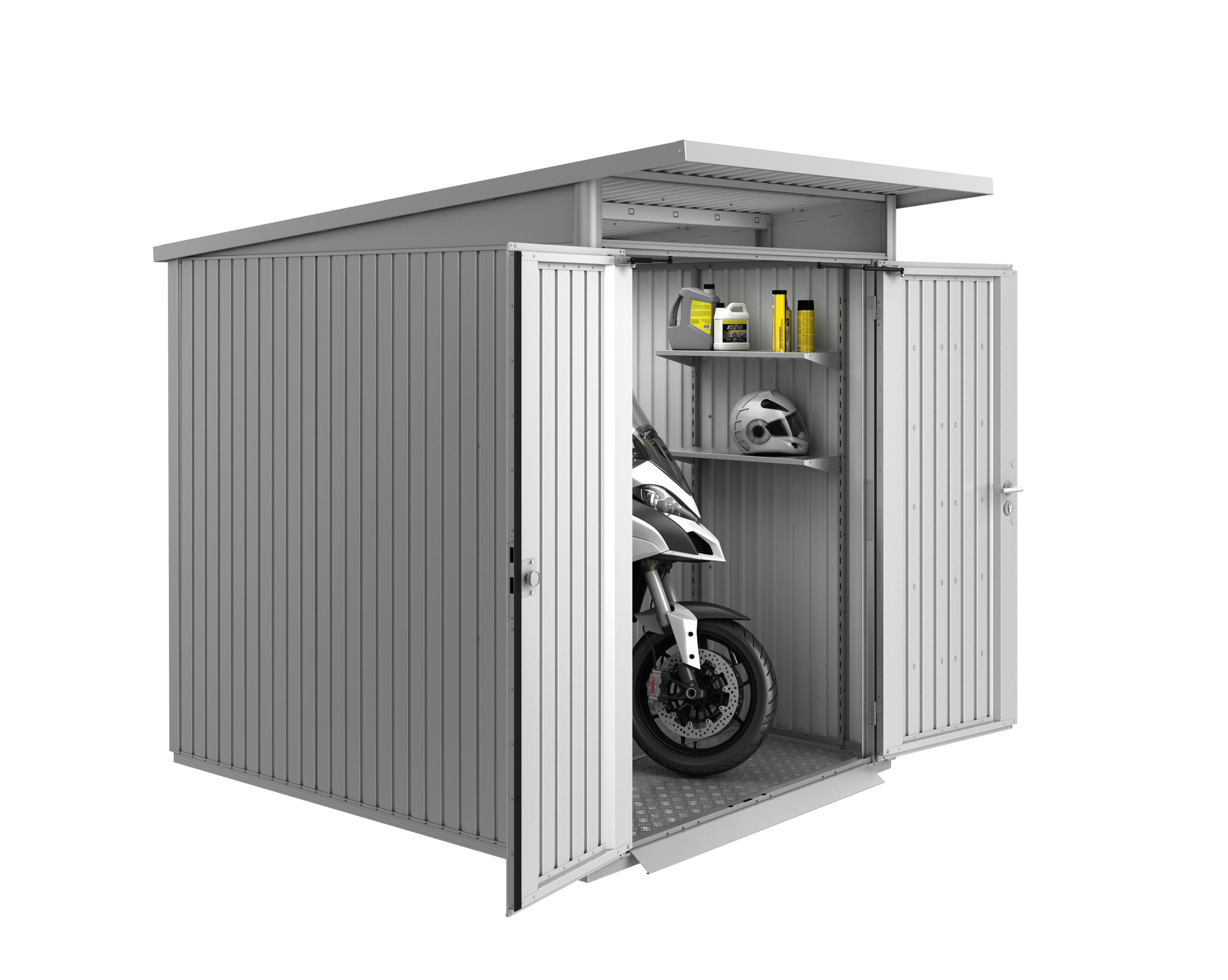 Casetta da giardino BIOHORT Avantgarde A2 in acciaio grigio chiaro con porta doppio battente, superficie interna 3.6 m² e spessore parete 0.5 mm, senza pavimento - 3