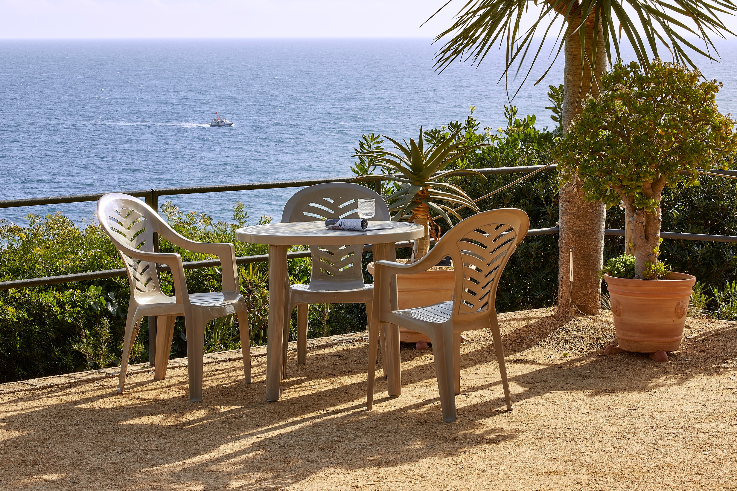 Silla de jardín de polipropileno reciclado Palma beige - 5