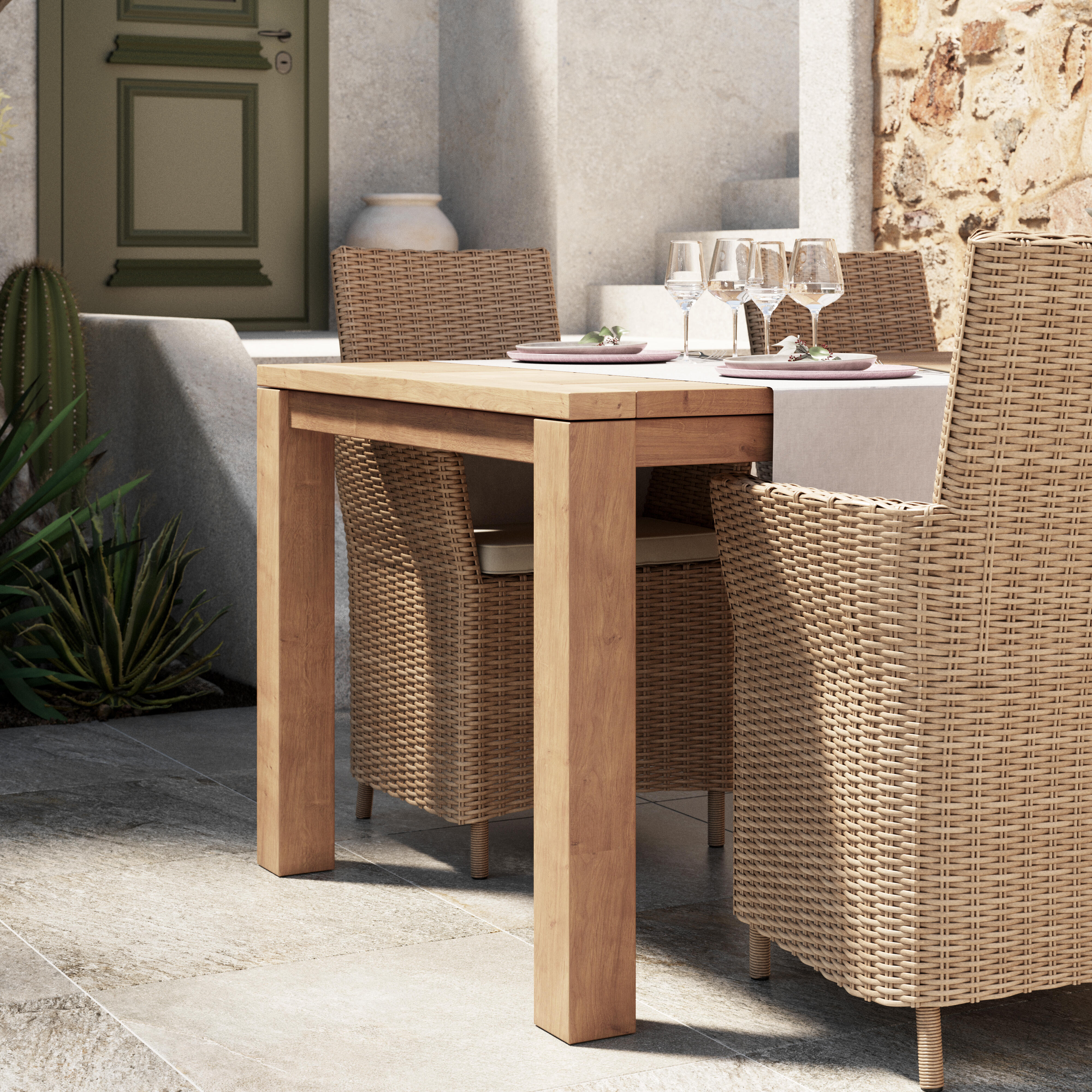 Silla de jardín Basilea de aluminio y ratán beige - 6