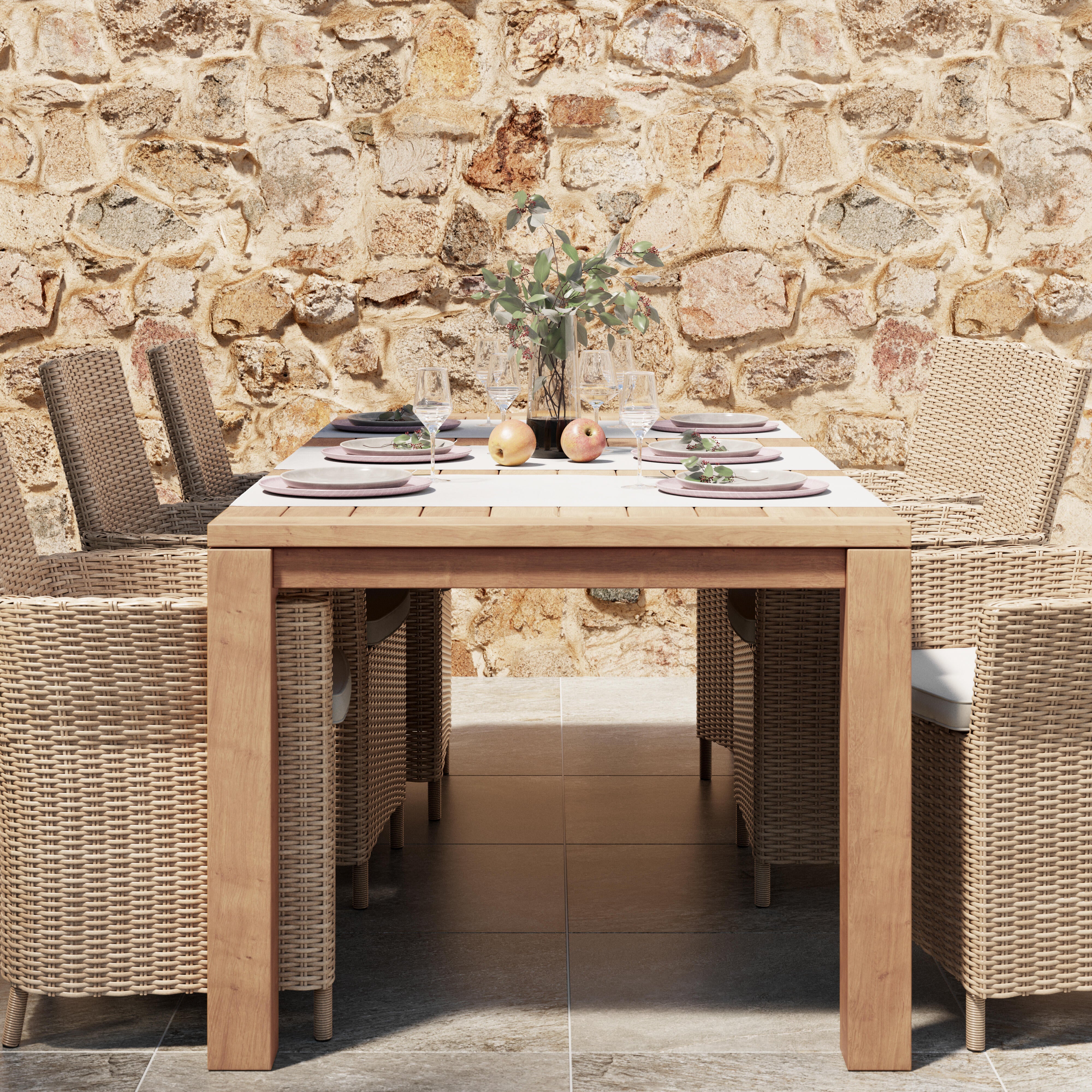 Silla de jardín Basilea de aluminio y ratán beige - 5