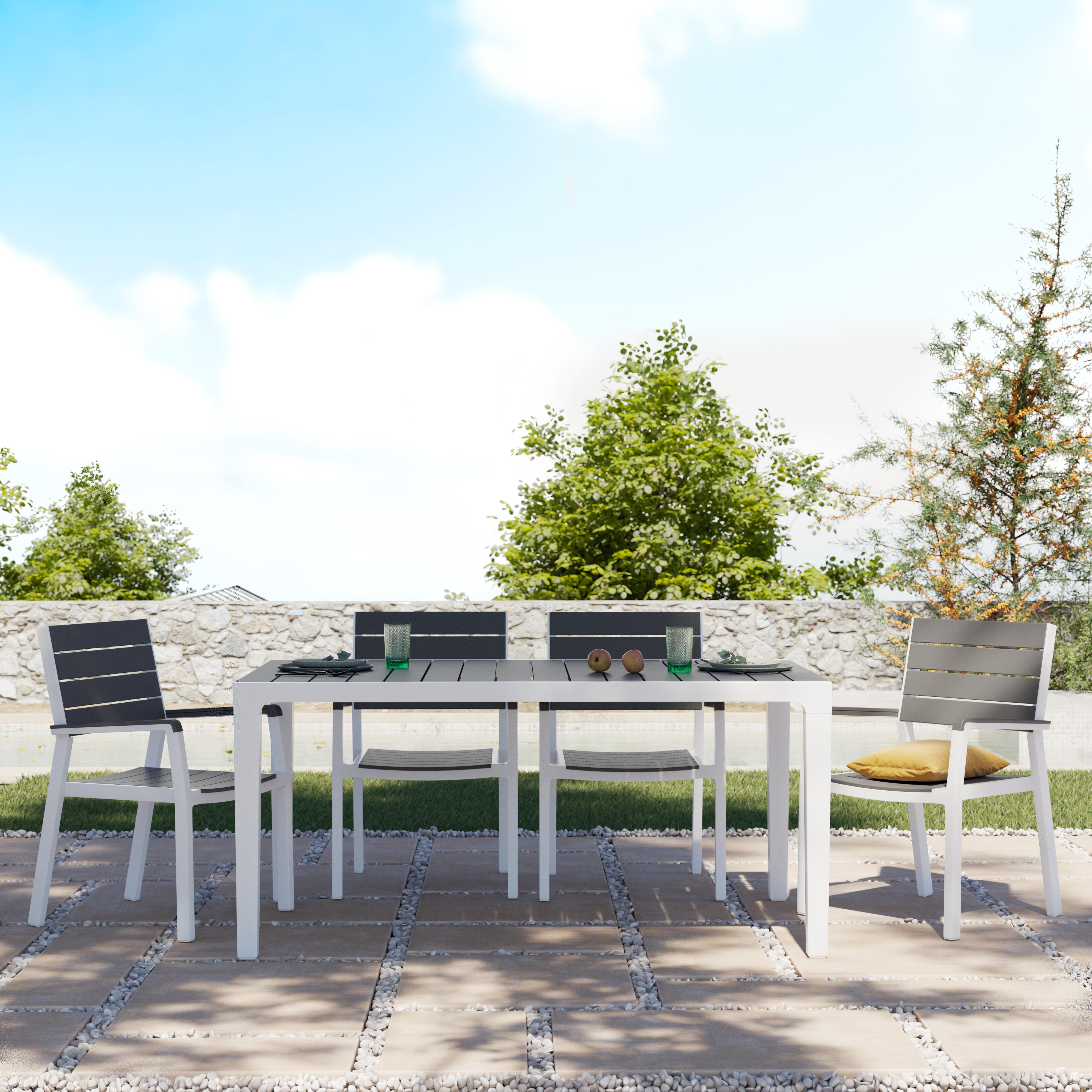 Conjunto de muebles de jardín harmony de resina para 6 comensales