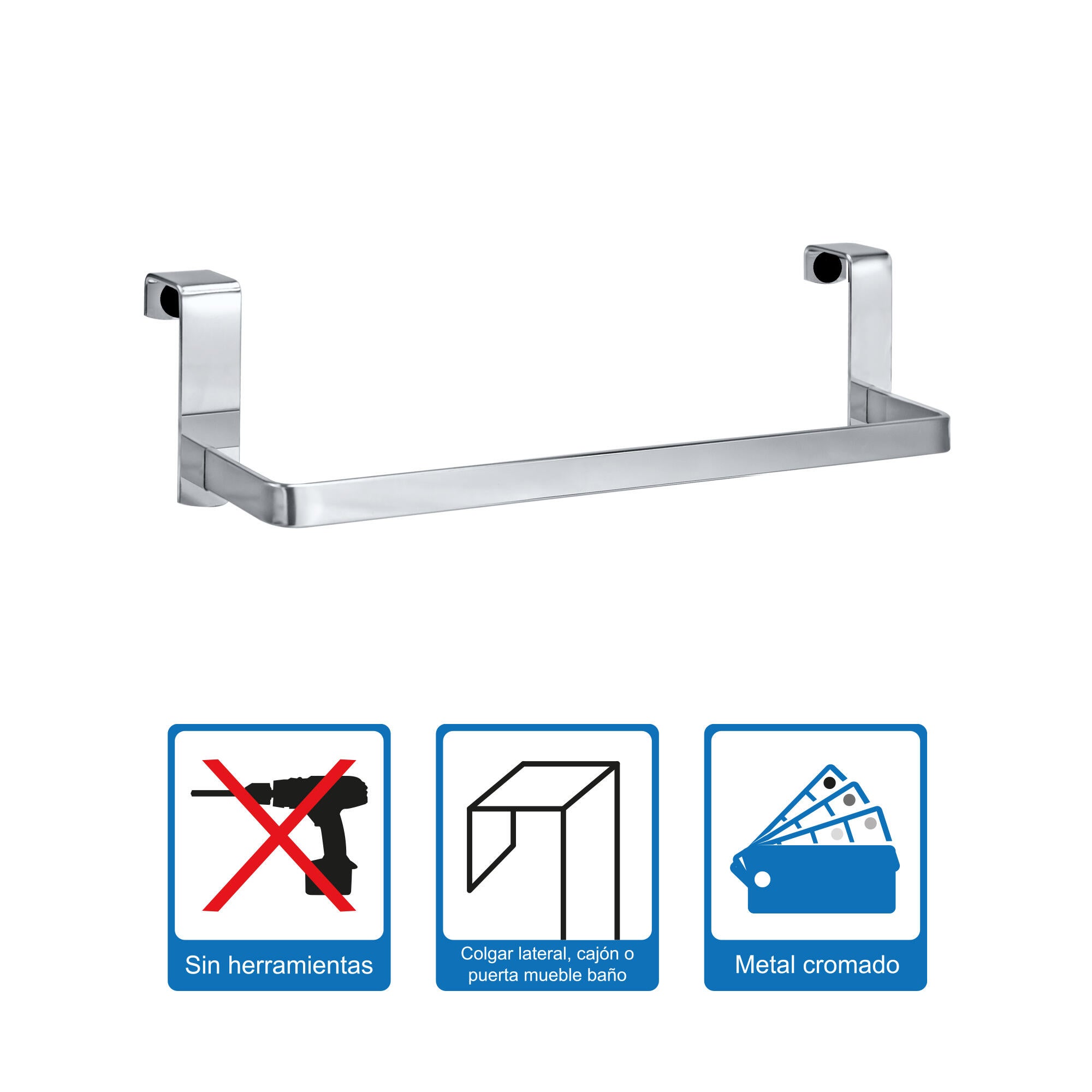 Toalheiro de barra CROMADO PLUS 25CM CINZENTO - 6