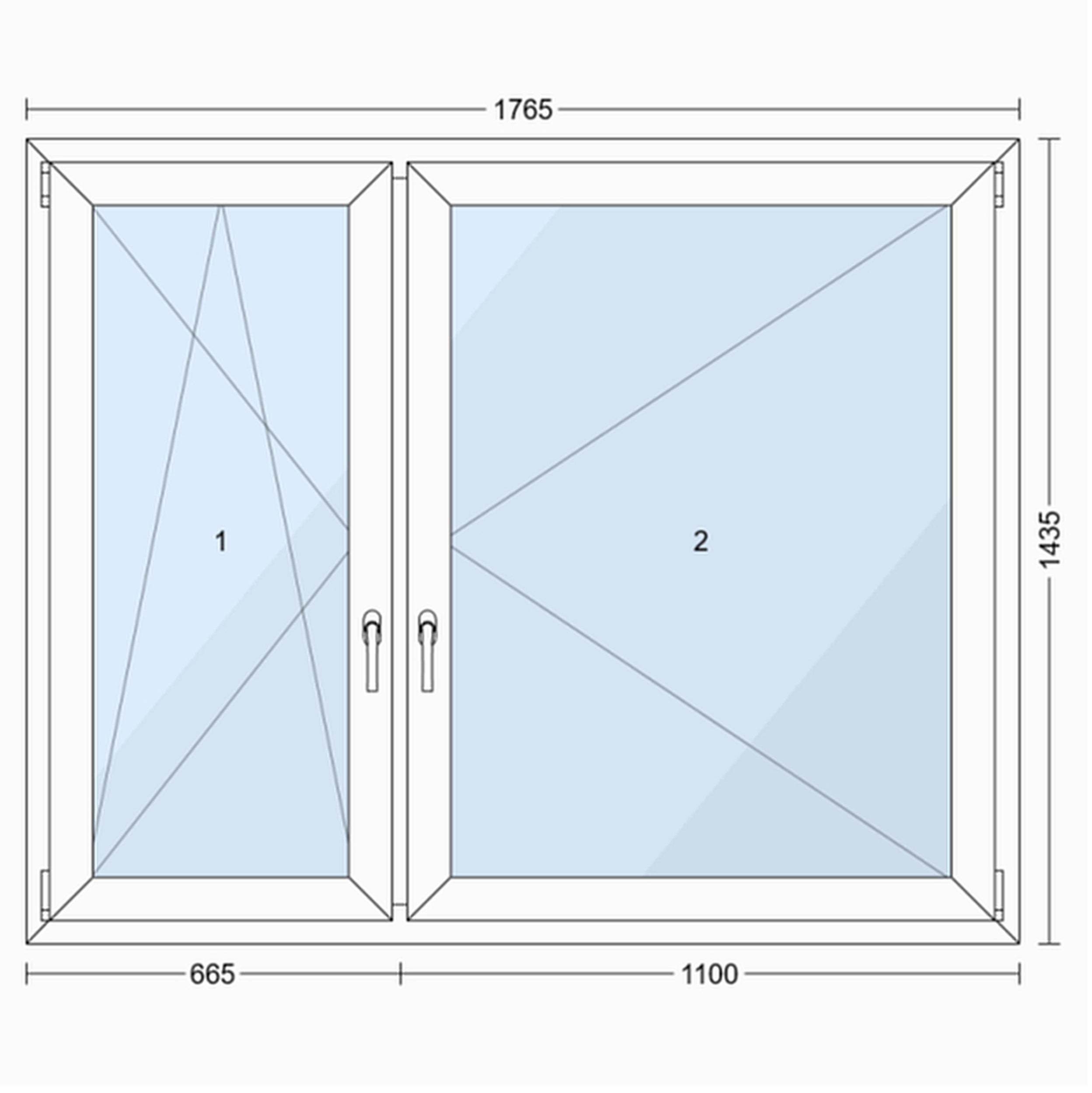 Okno PCV 2-szybowe fasadowe O37 białe 1765x1435 mm otwierane do wewnątrz lewe - 2