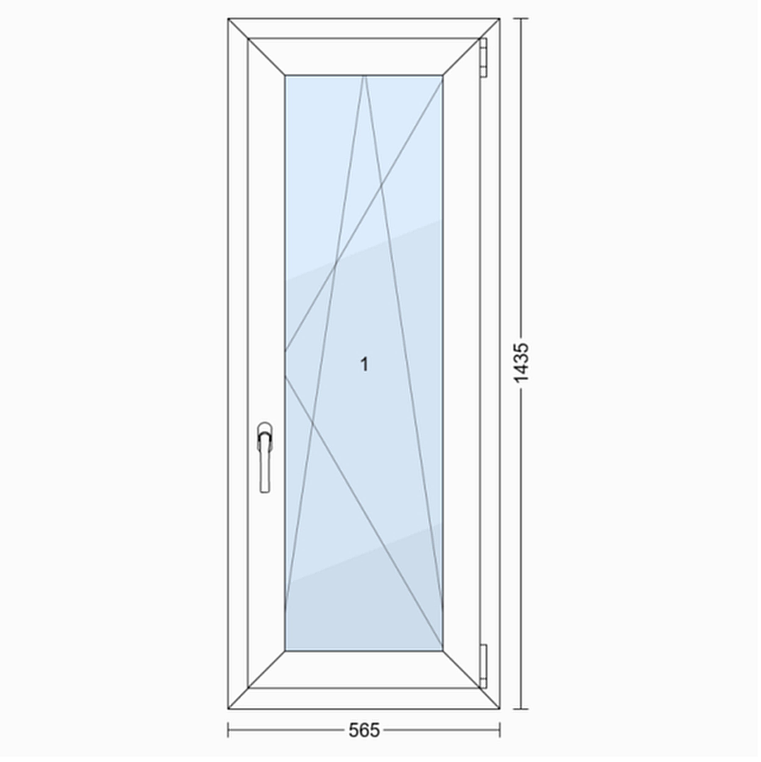 Okno PCV 3-szybowe fasadowe 85/O26 białe 565x1435 mm otwierane do wewnątrz prawe Witraż - 2