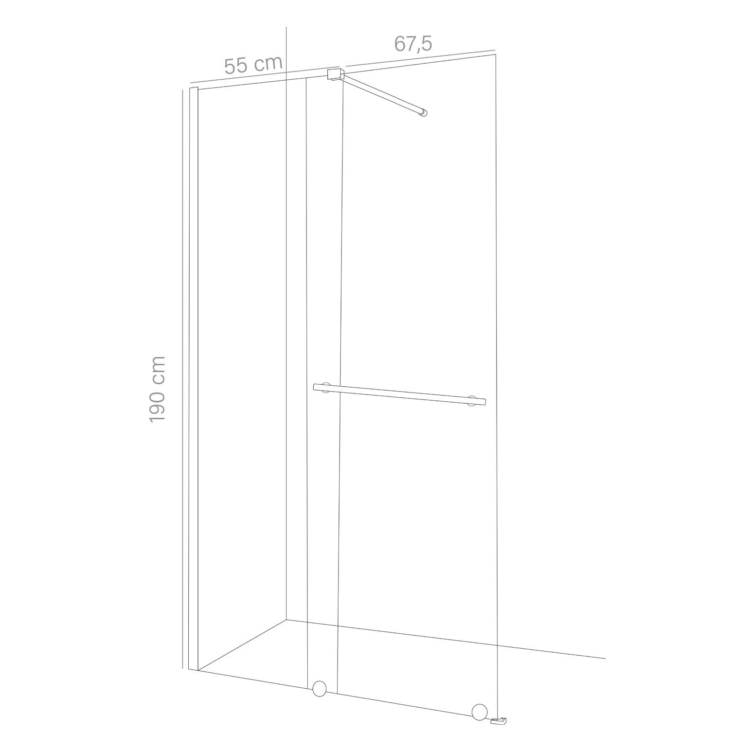Mampara de ducha fija Zeus perfil aluminio cromo (118)x195 cm cristal templado 8mm  - 6
