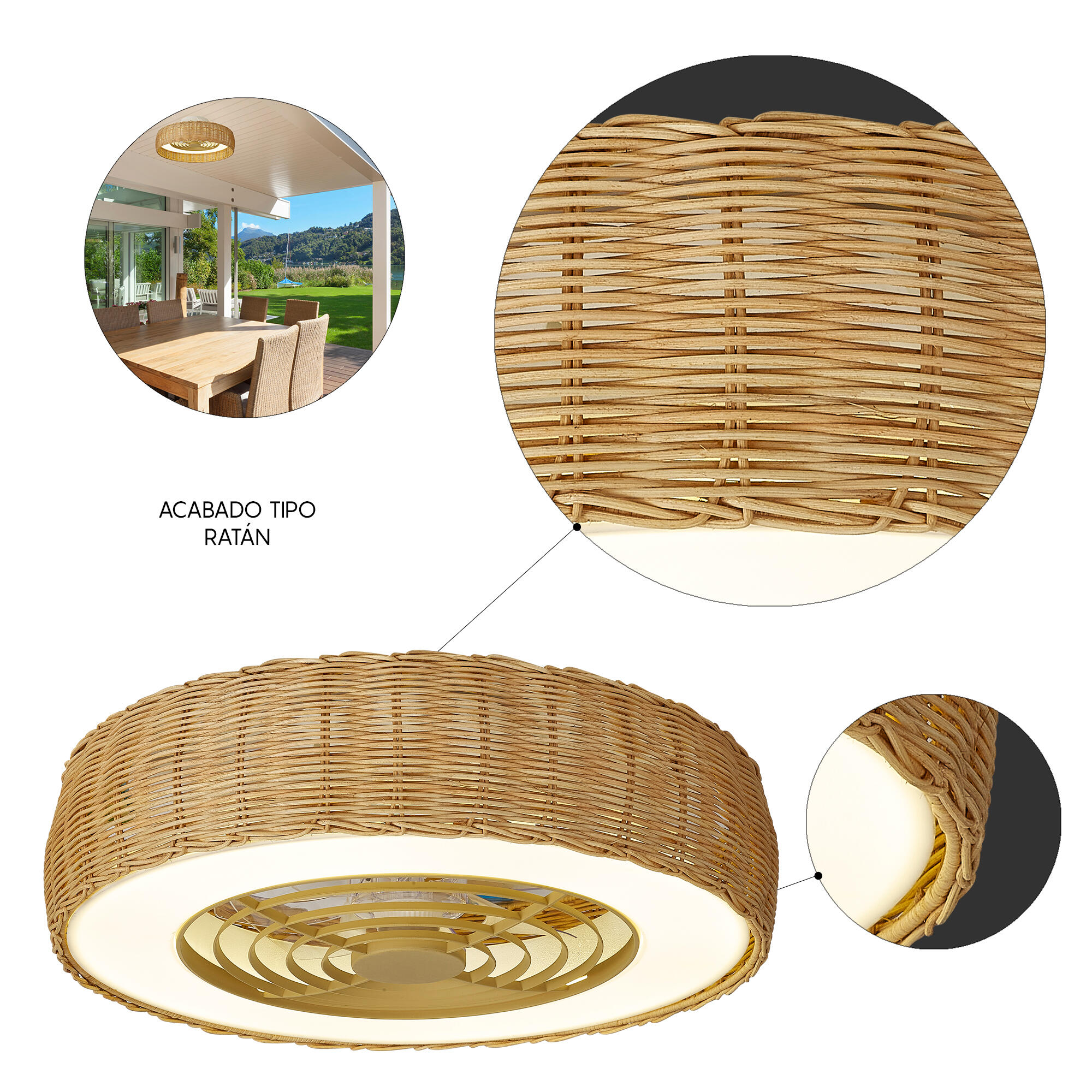 Ventoinha led d56 cm kilimanjaro castanho/bege - 5