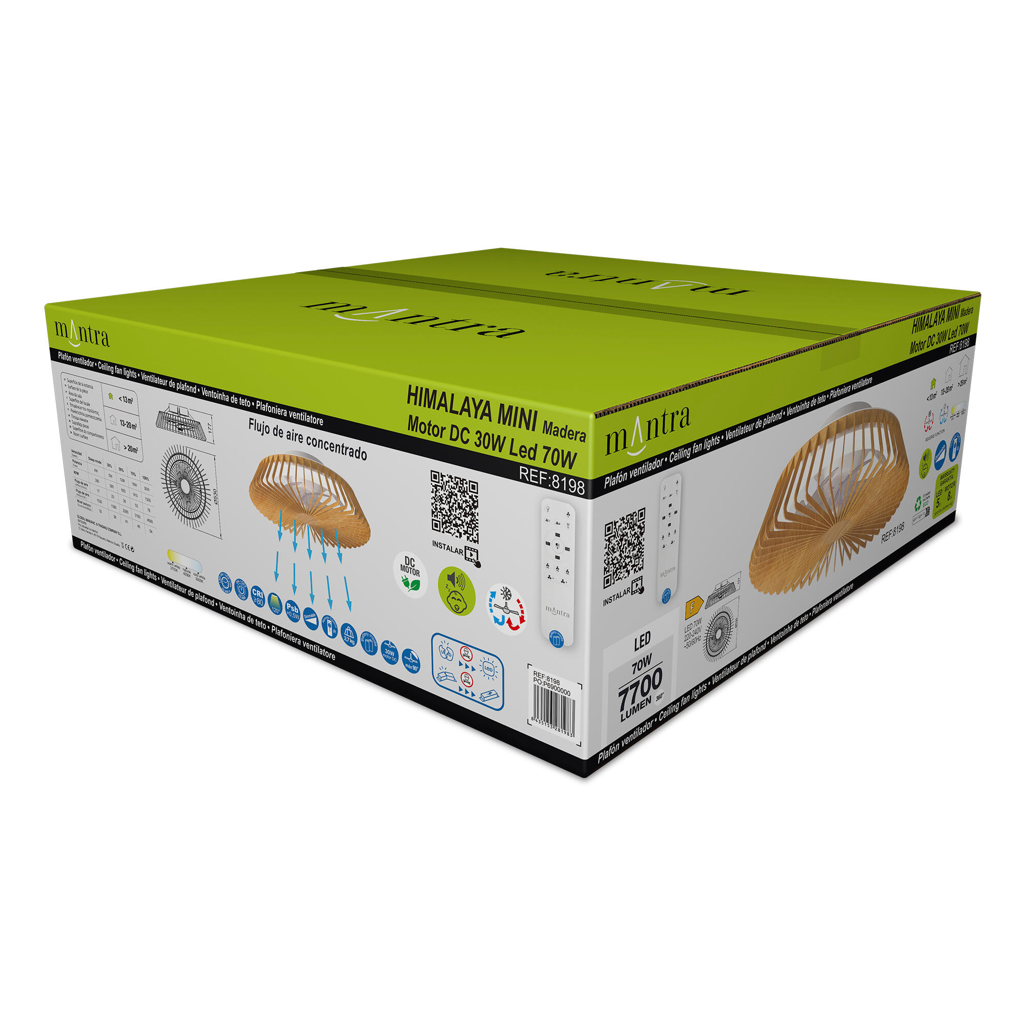Ventilateur de plafond LED silencieux, Himalaya mini, 53 cm, MANTRA, bois - 5