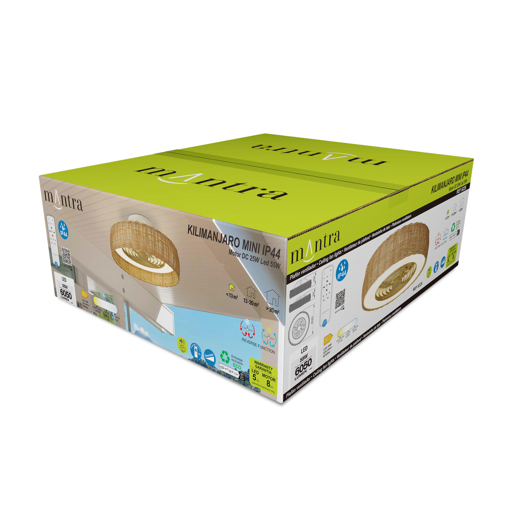 Ventoinha led d56 cm kilimanjaro castanho/bege - 9