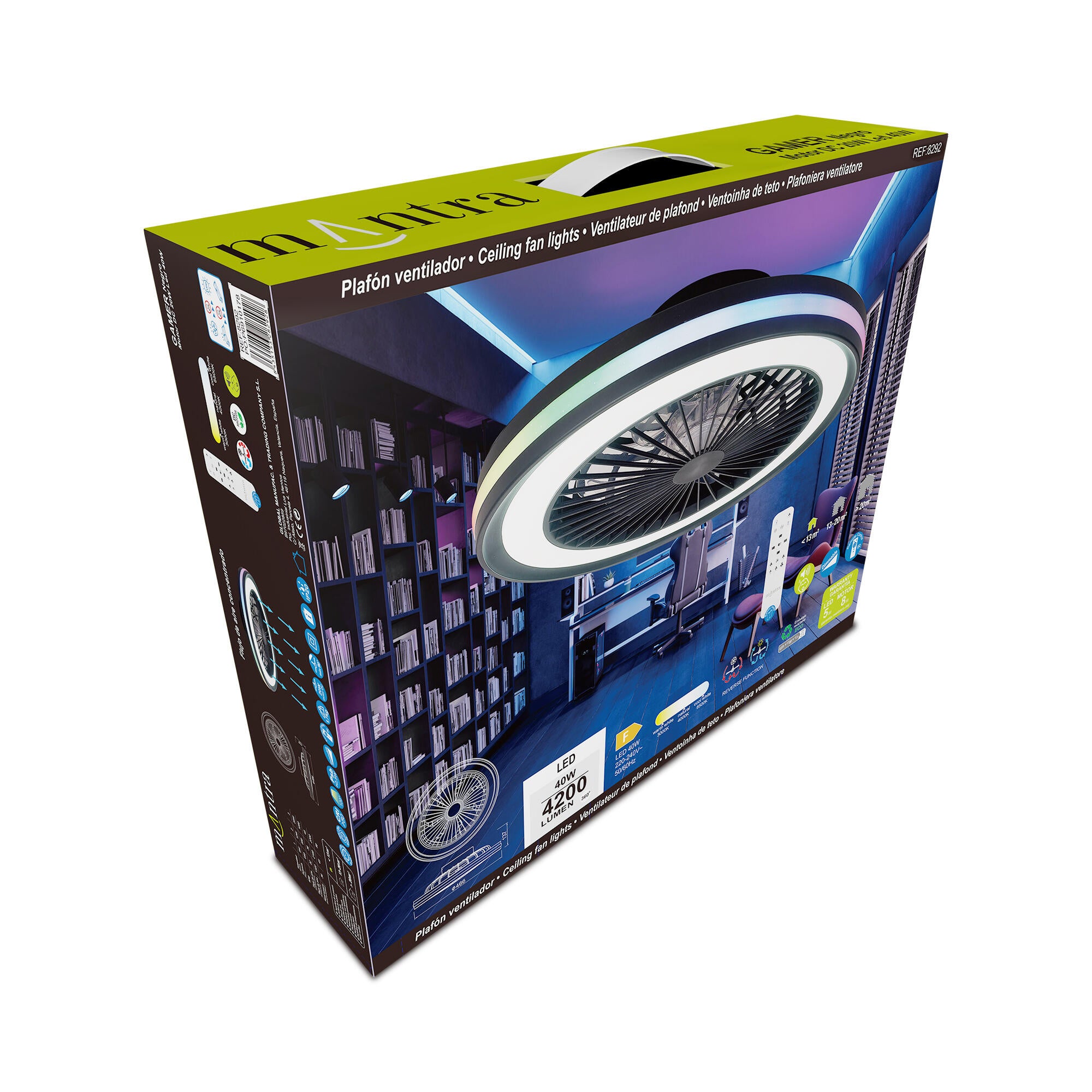 Ventilateur de plafond LED, Gamer, 46.6 cm, MANTRA, noir - 5