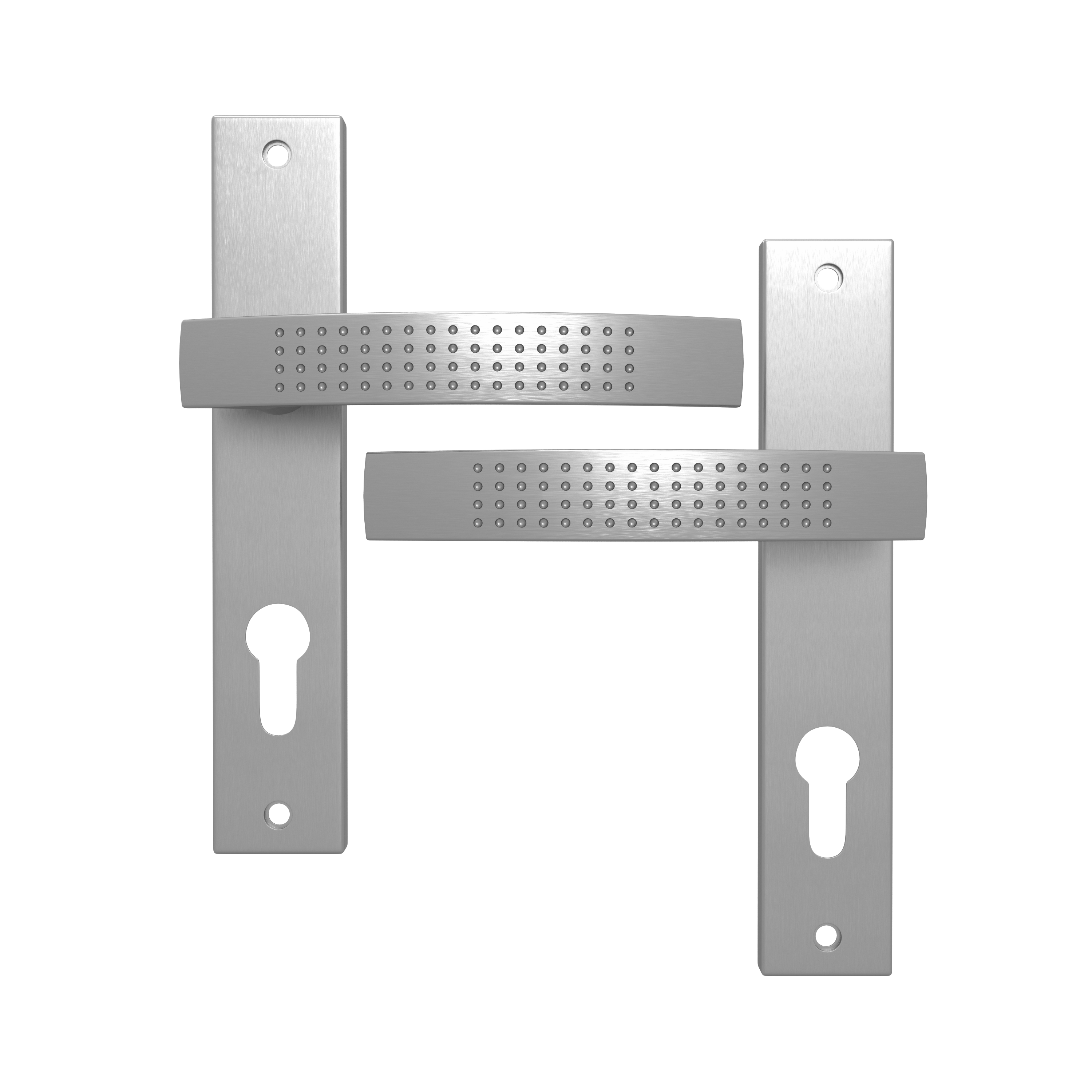 2 poignées porte entrée sur plaque cylindre Louna zamak brillant, entraxe 165mm - 2