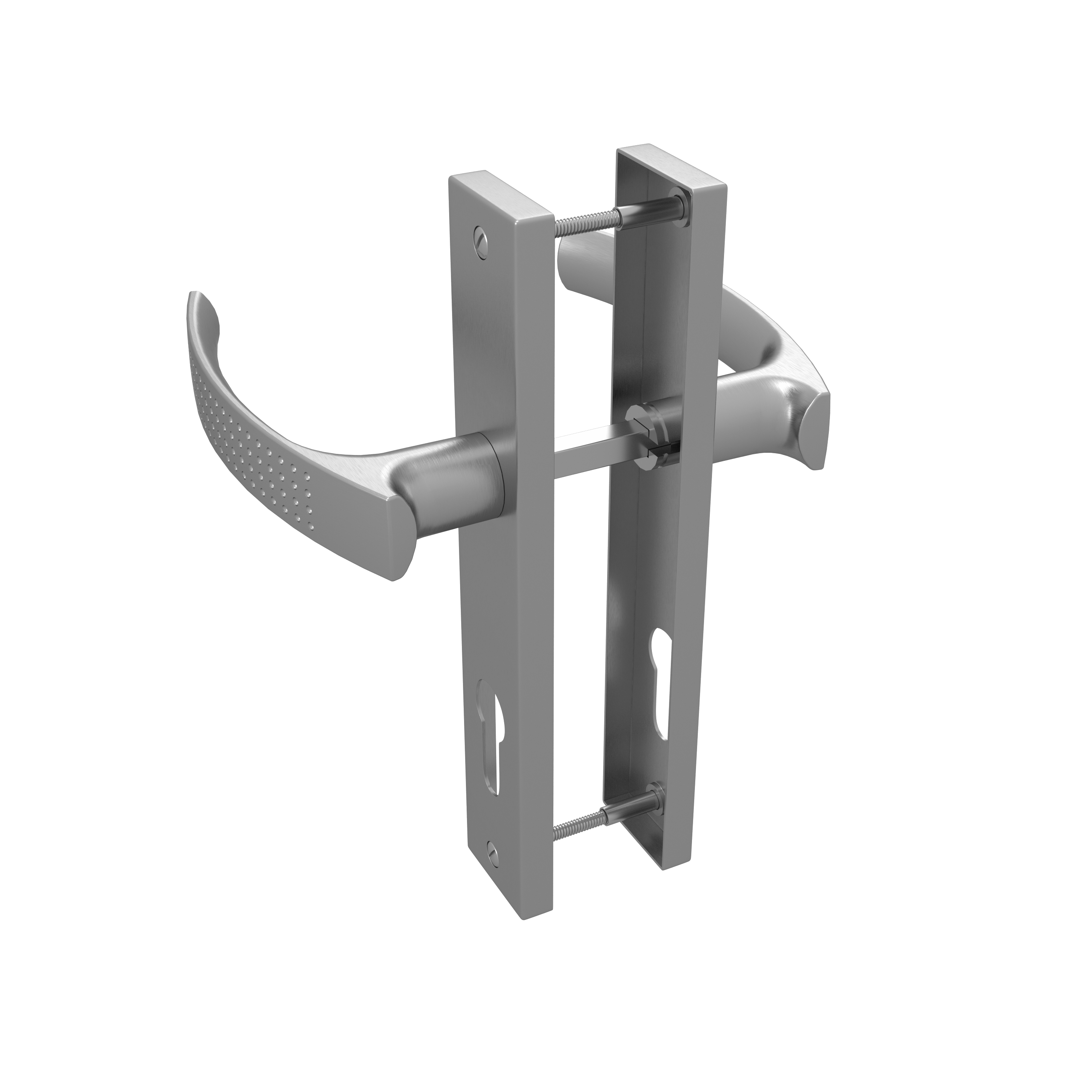 2 poignées porte entrée sur plaque cylindre Louna zamak brillant, entraxe 165mm - 4