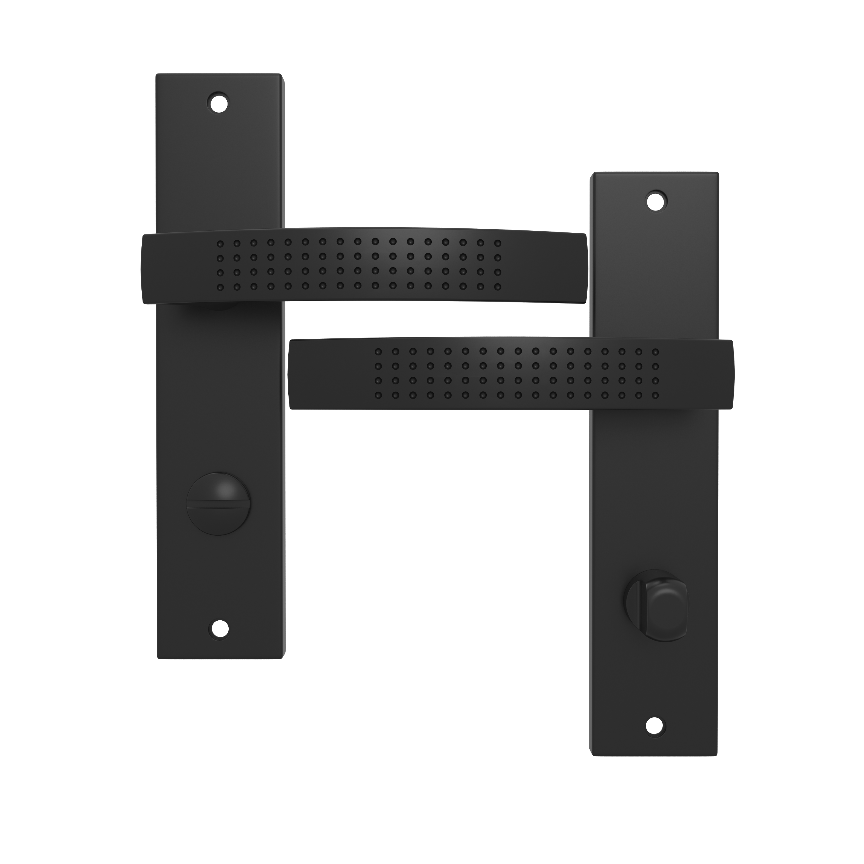 2 poignées sur plaque condamnation Louna aluminium noir mat, entraxe 165 mm - 2