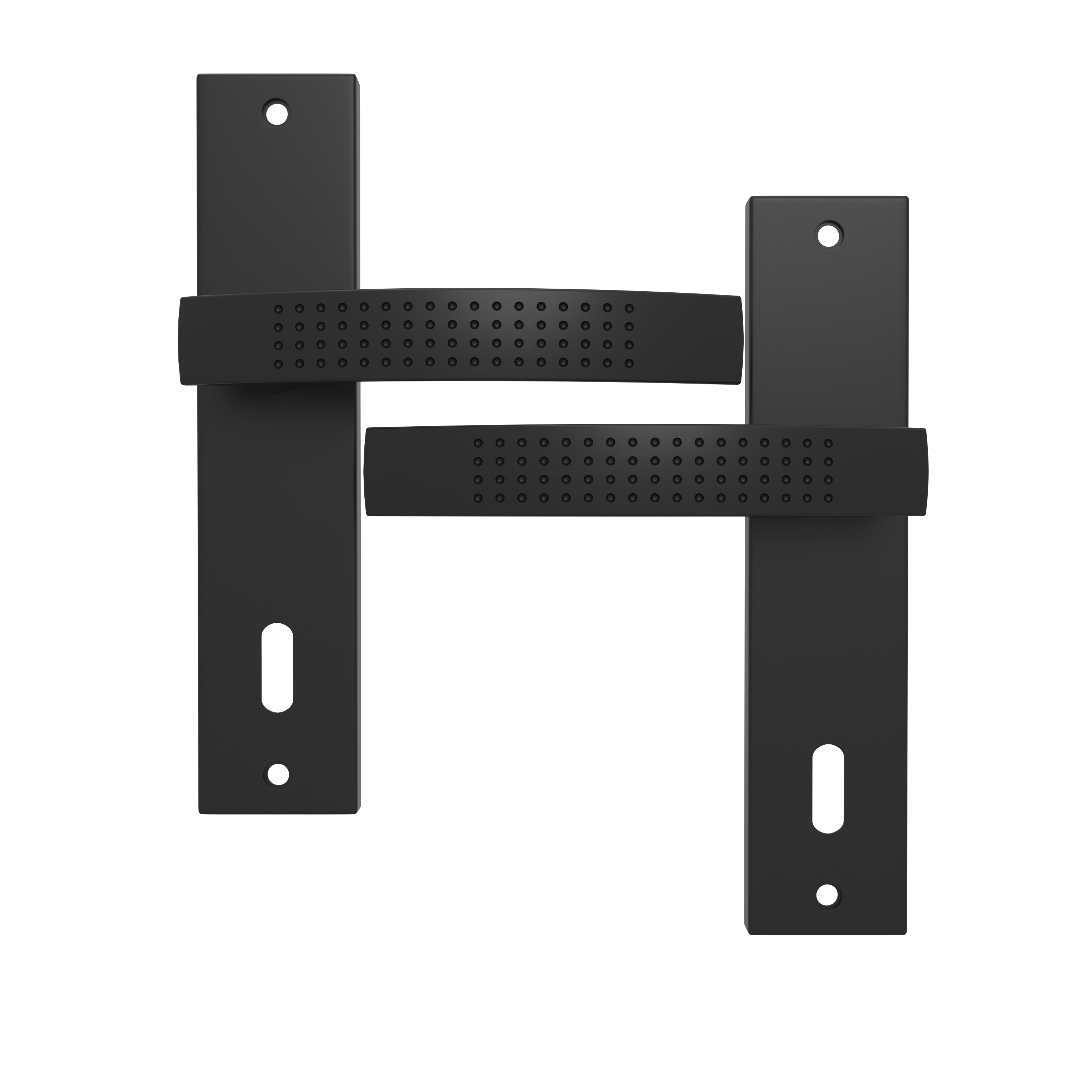 2 poignées sur plaque à clé Louna aluminium noir mat, entraxe 165 mm - 2