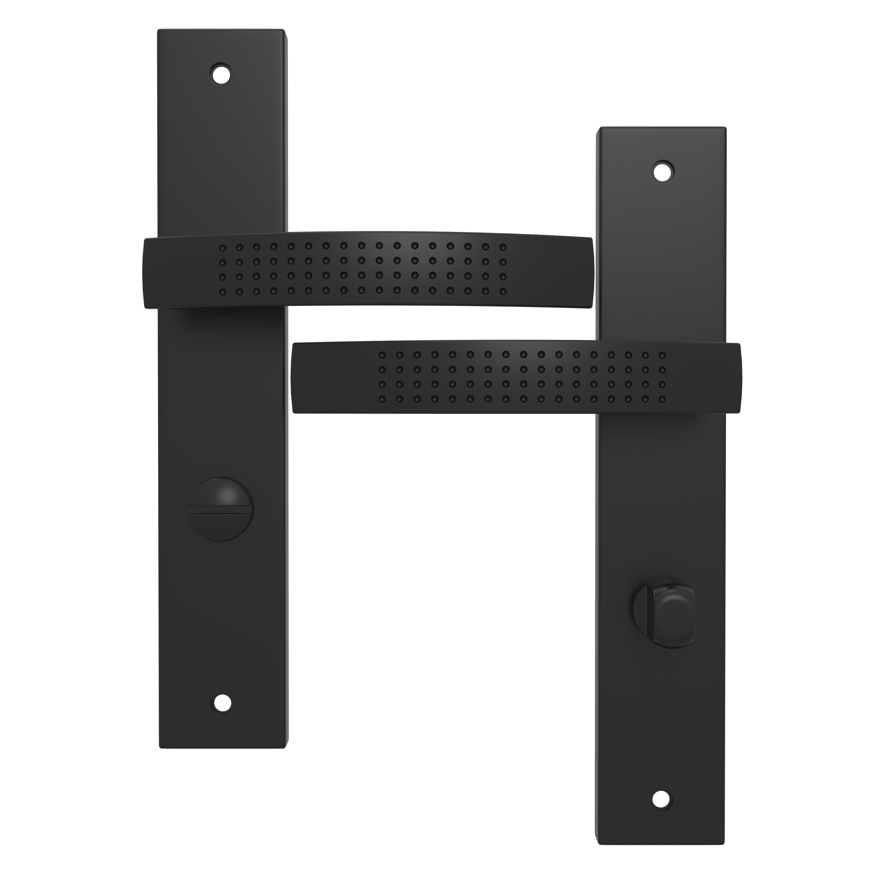 2 poignées sur plaque condamnation Louna aluminium noir mat, entraxe 195 mm - 2