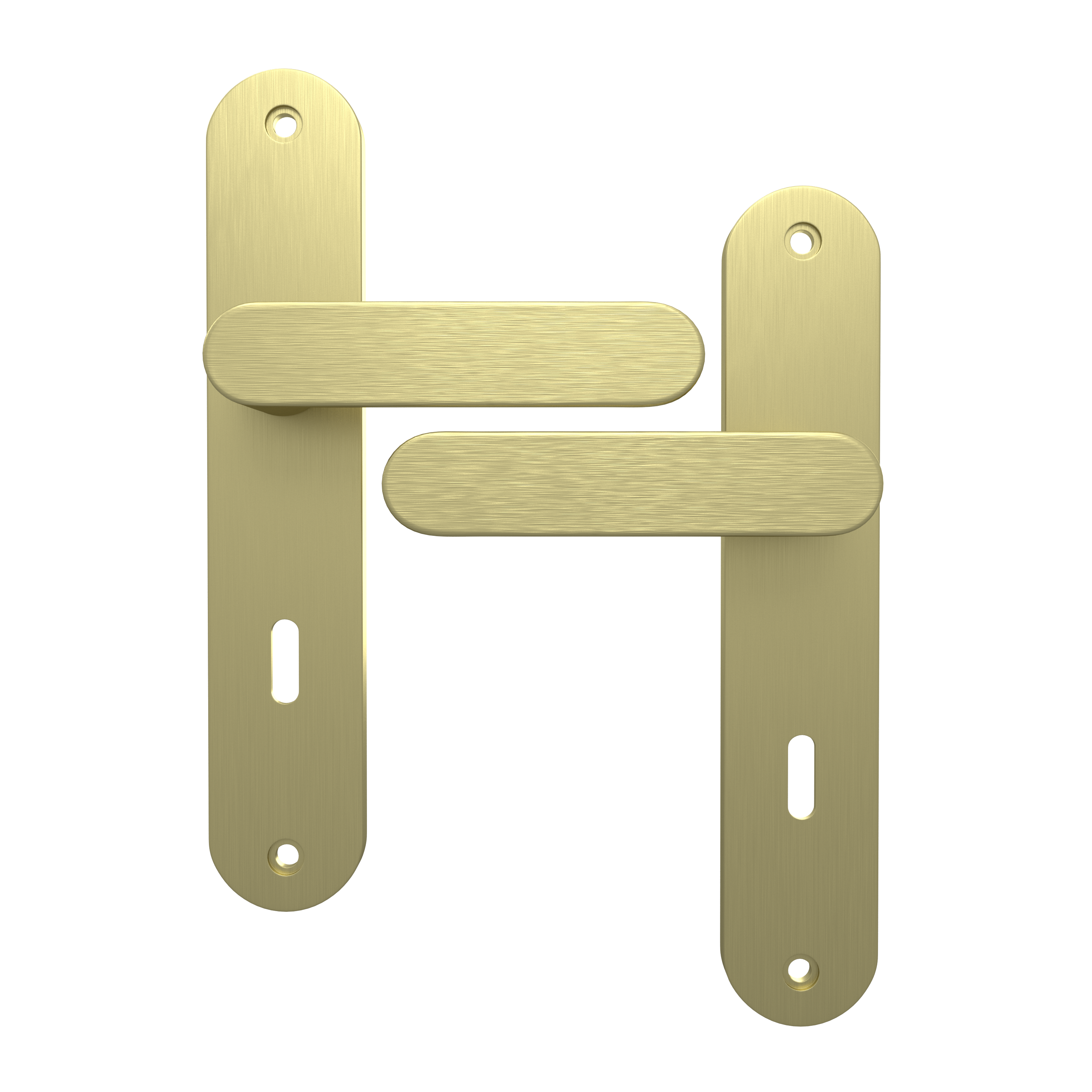 2 poignées sur plaque à clé Java aluminium laiton mat, entraxe 195 mm - 2