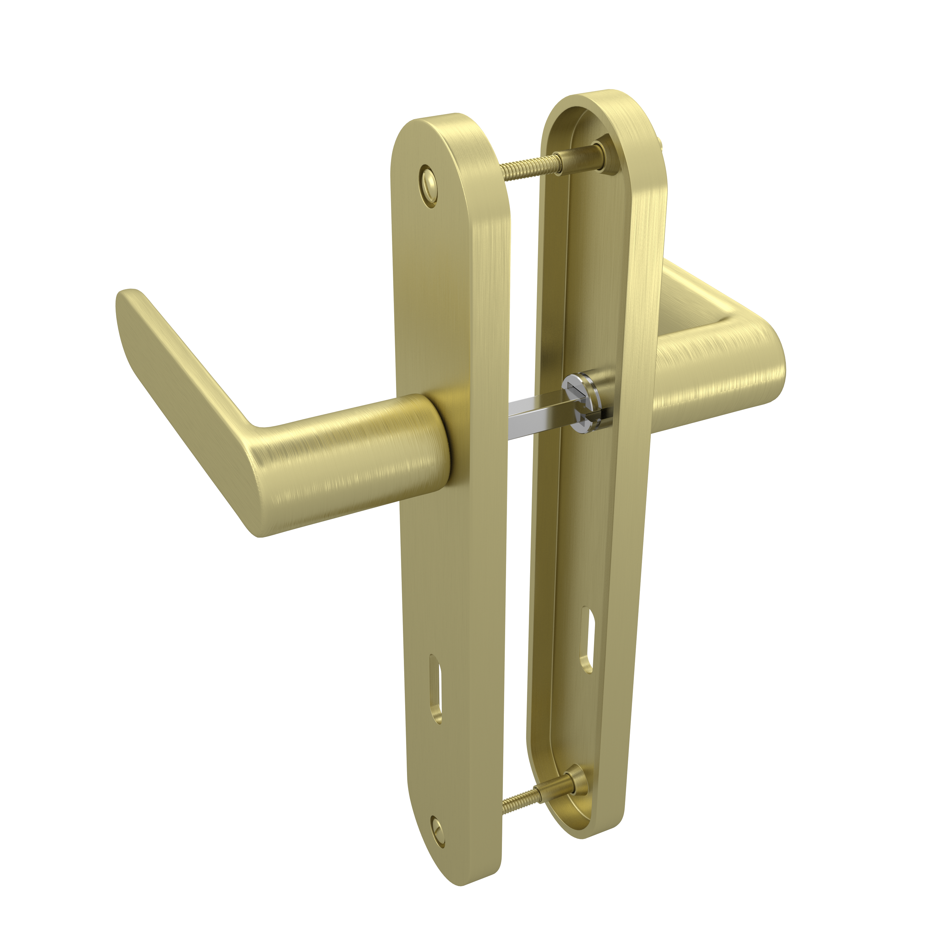 2 poignées sur plaque à clé Java aluminium laiton mat, entraxe 195 mm - 3