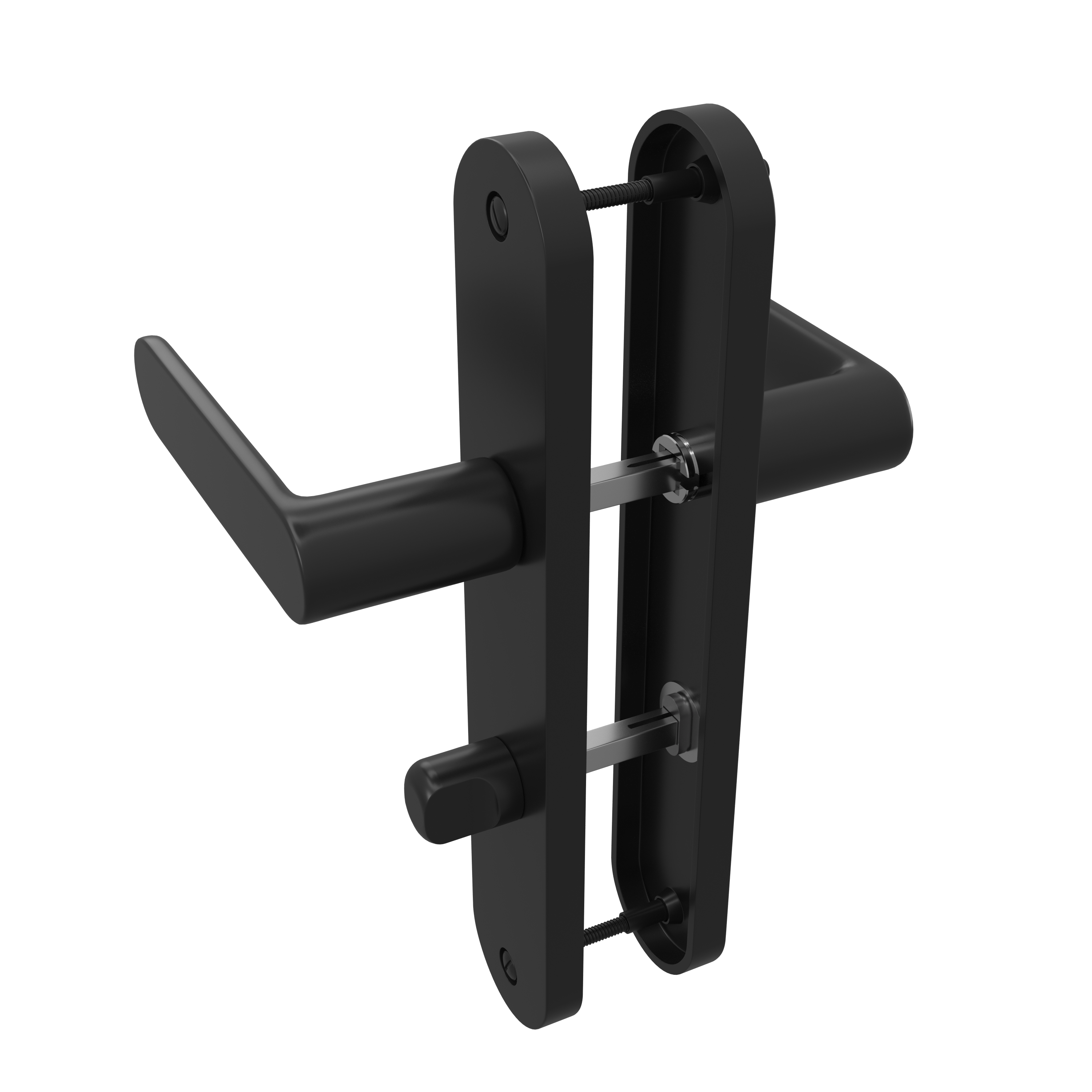 2 poignées sur plaque condamnation Java aluminium noir mat, entraxe 195 mm - 3