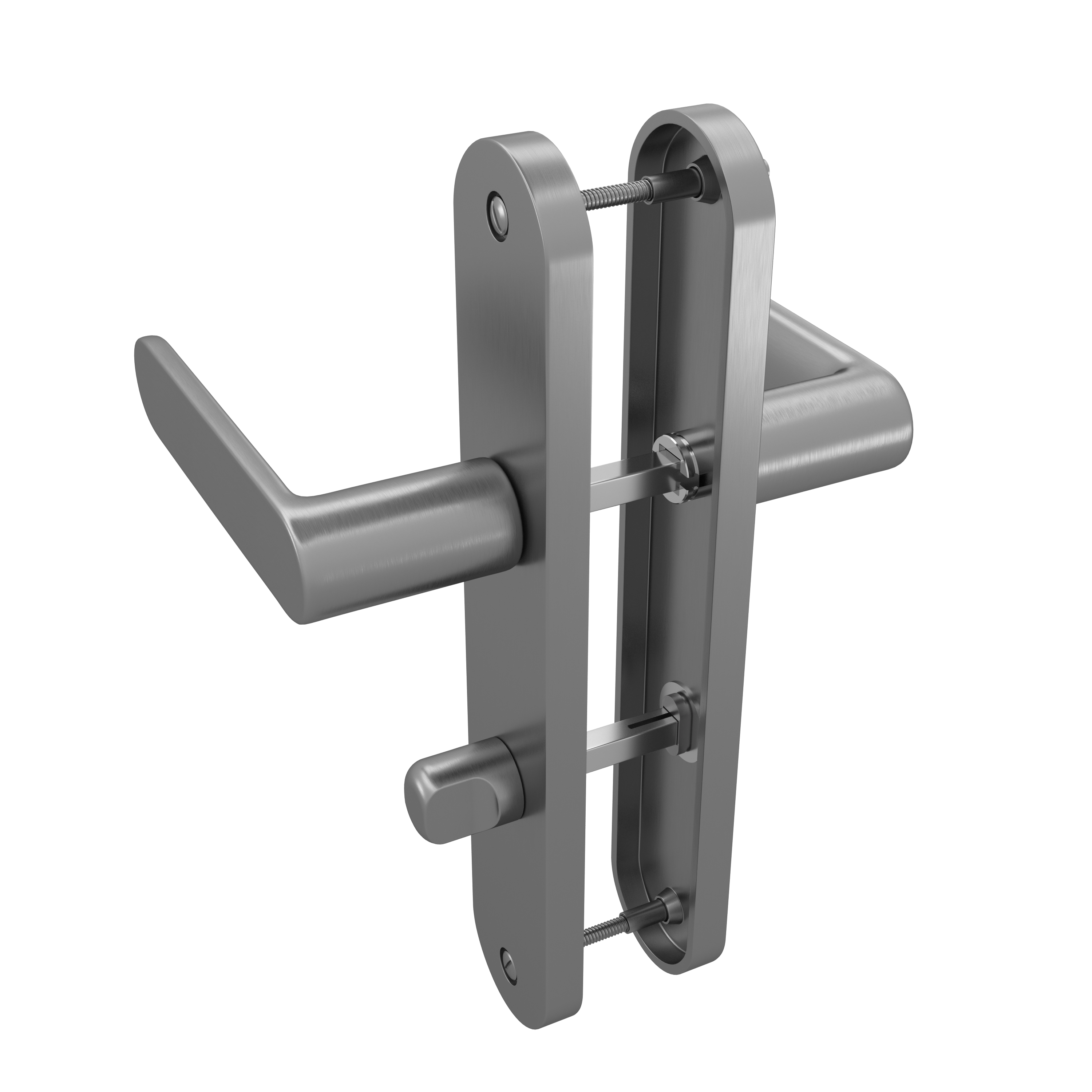 2 poignées sur plaque à condamnation Java alu nickel satiné, entraxe 195 mm - 5