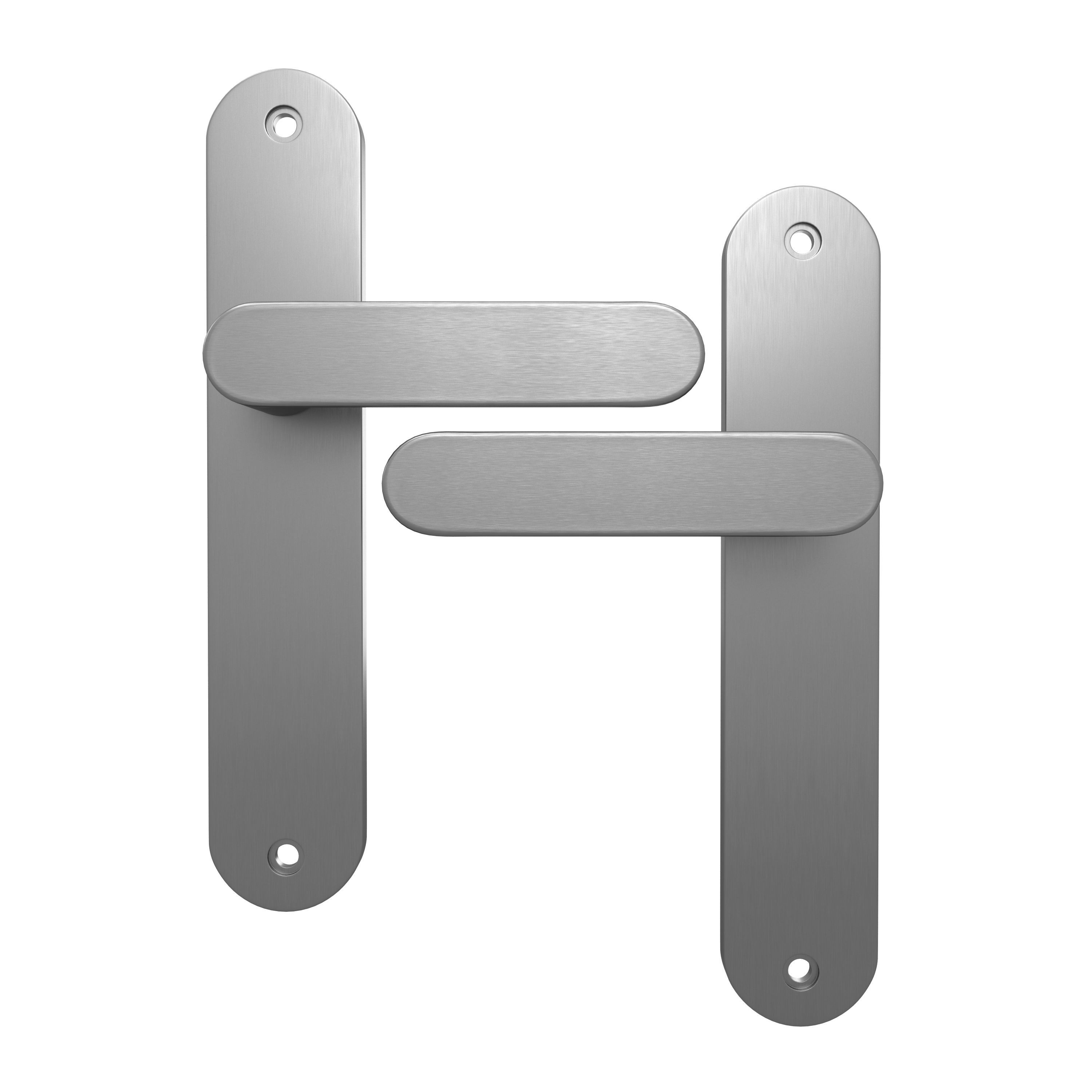 2 poignées sur plaque sans trou Java aluminium nickel brillant, entraxe 195 mm - 2