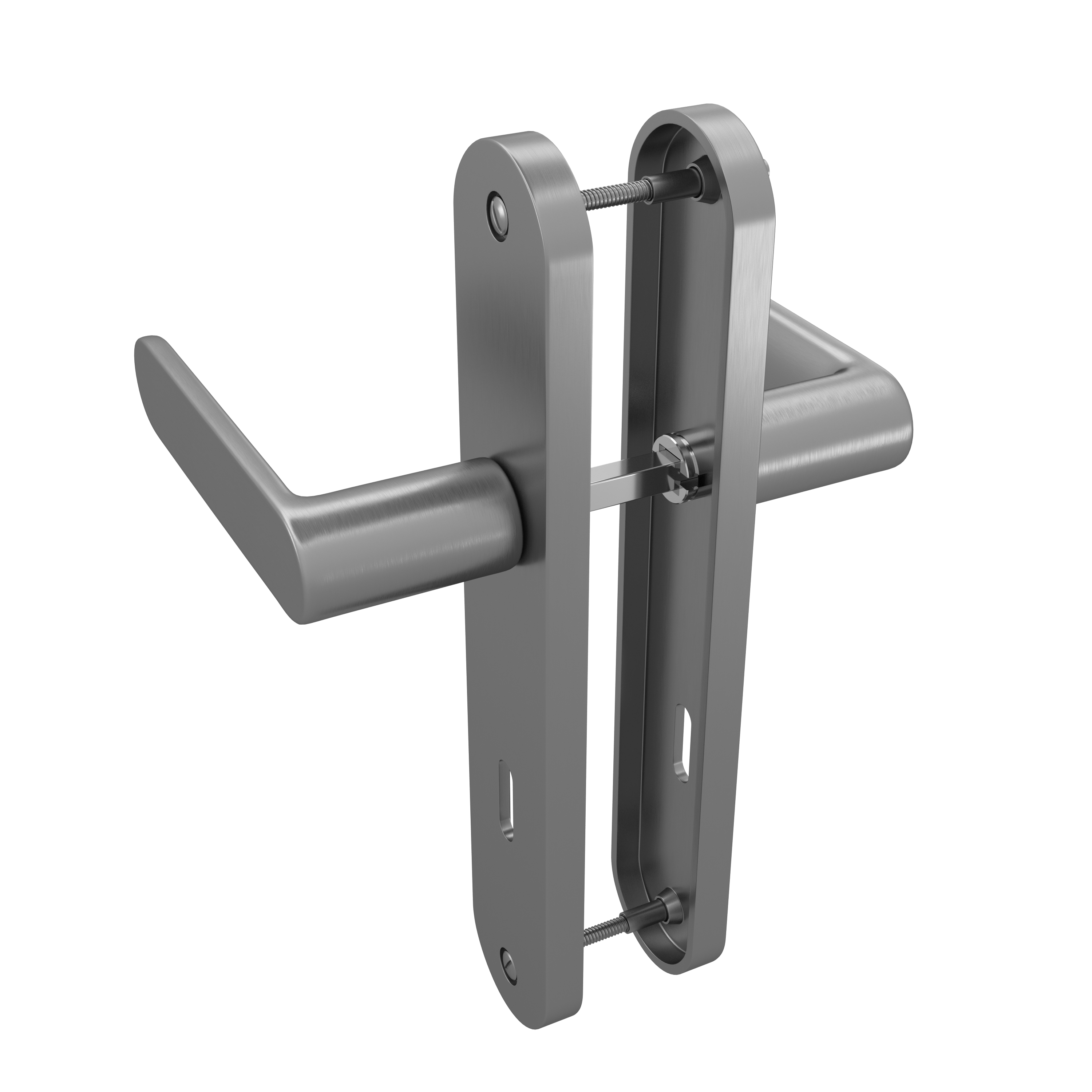 2 poignées sur plaque à clé Java aluminium nickel brillant, entraxe 195 mm - 3