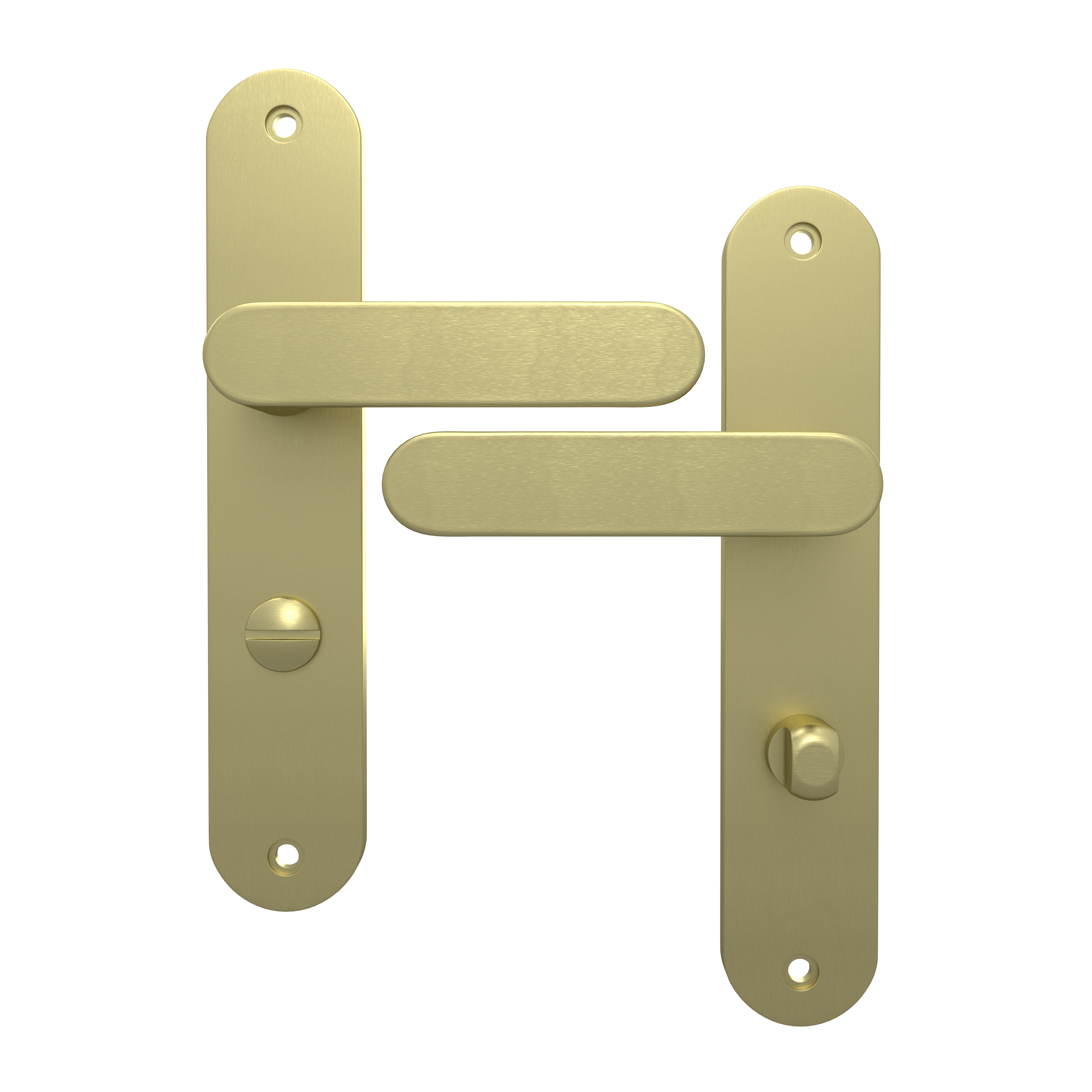 2 poignées sur plaque à condamnation Java aluminium laiton mat, entraxe 195 mm - 2