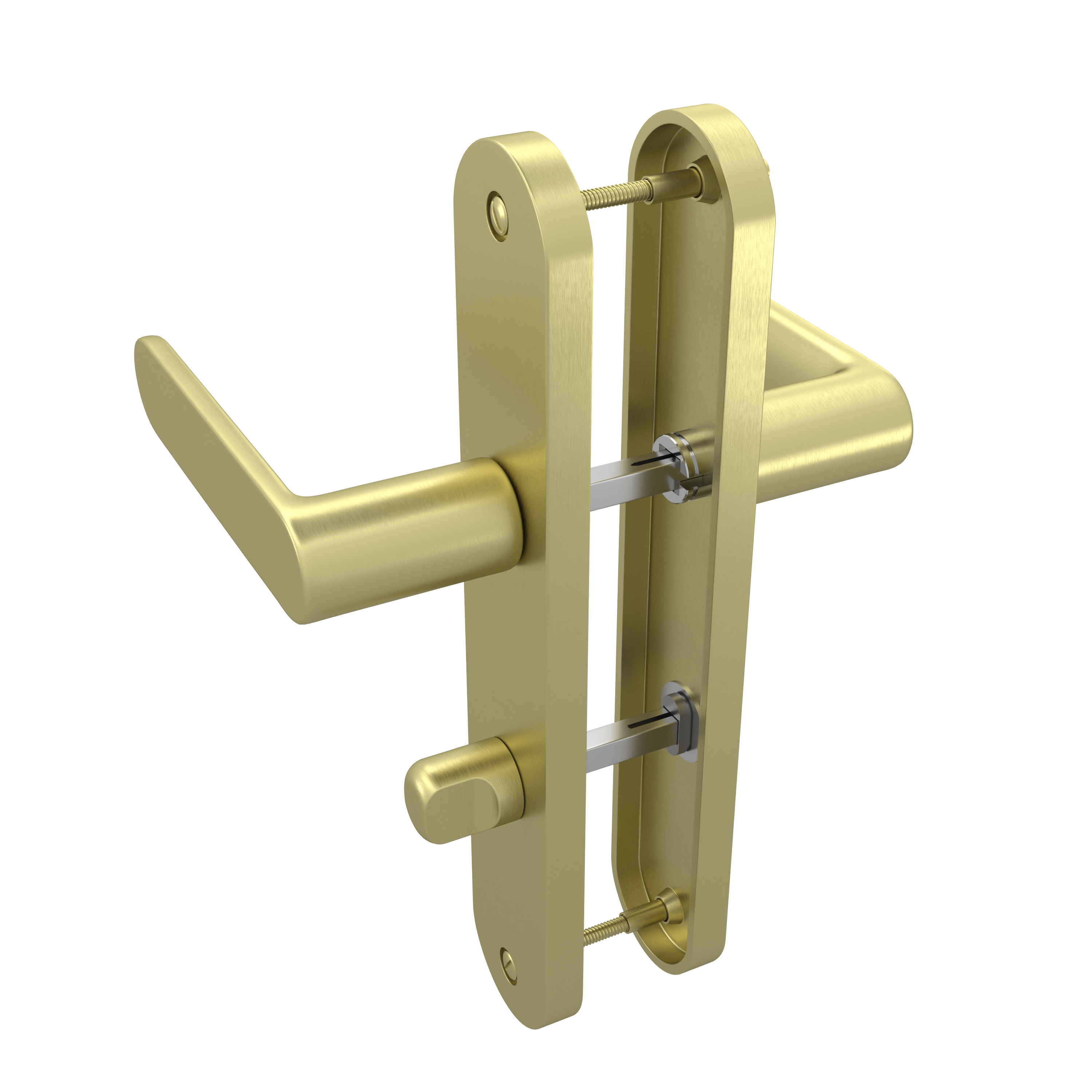 2 poignées sur plaque à condamnation Java aluminium laiton mat, entraxe 195 mm - 3